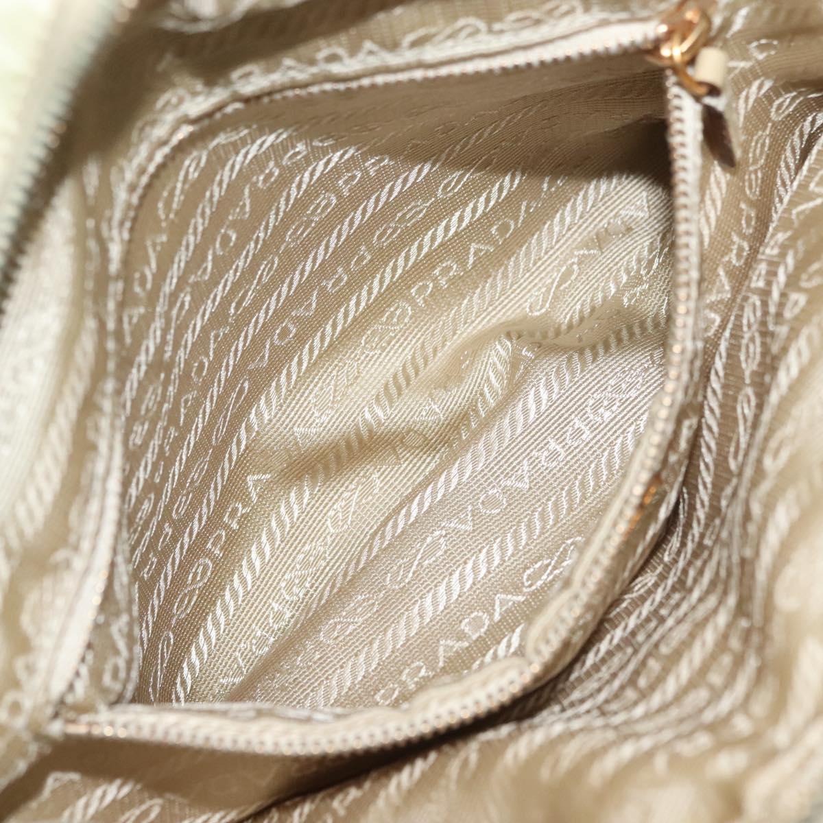 PRADA Shoulder Bag Nylon Beige Gold Auth hk2901