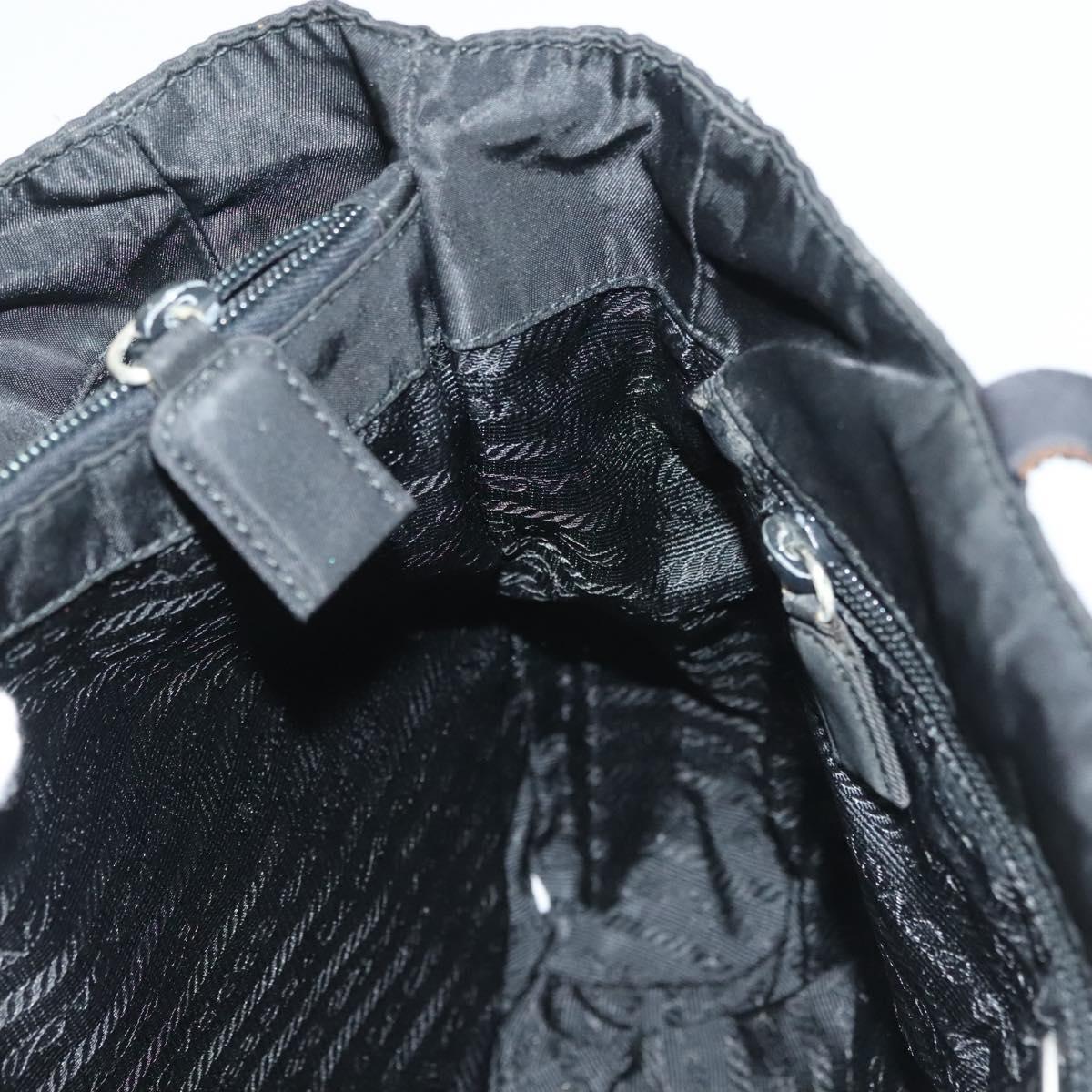 PRADA Hand Bag Nylon Black Silver Auth hk2902