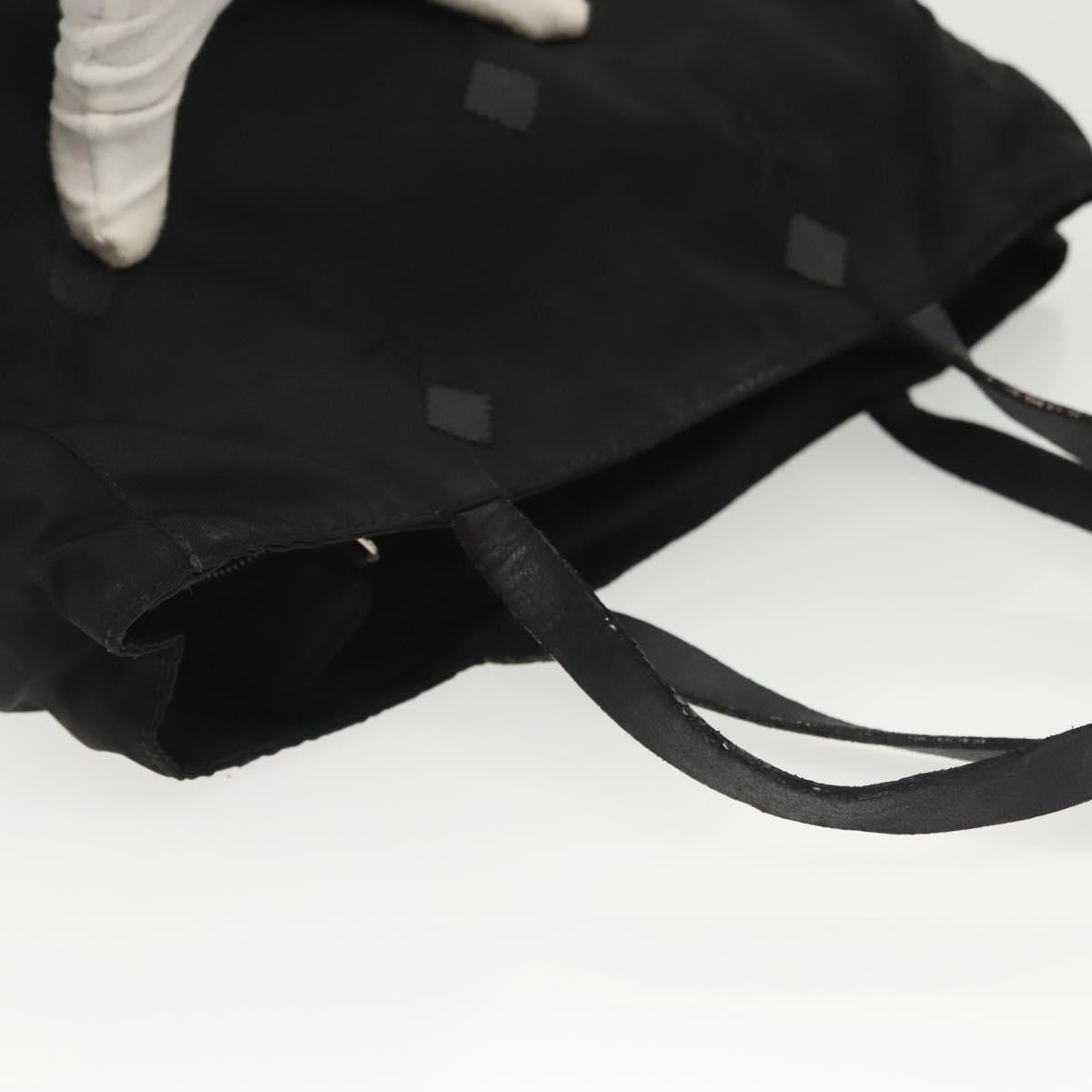 PRADA Hand Bag Nylon Black Silver Auth hk2902