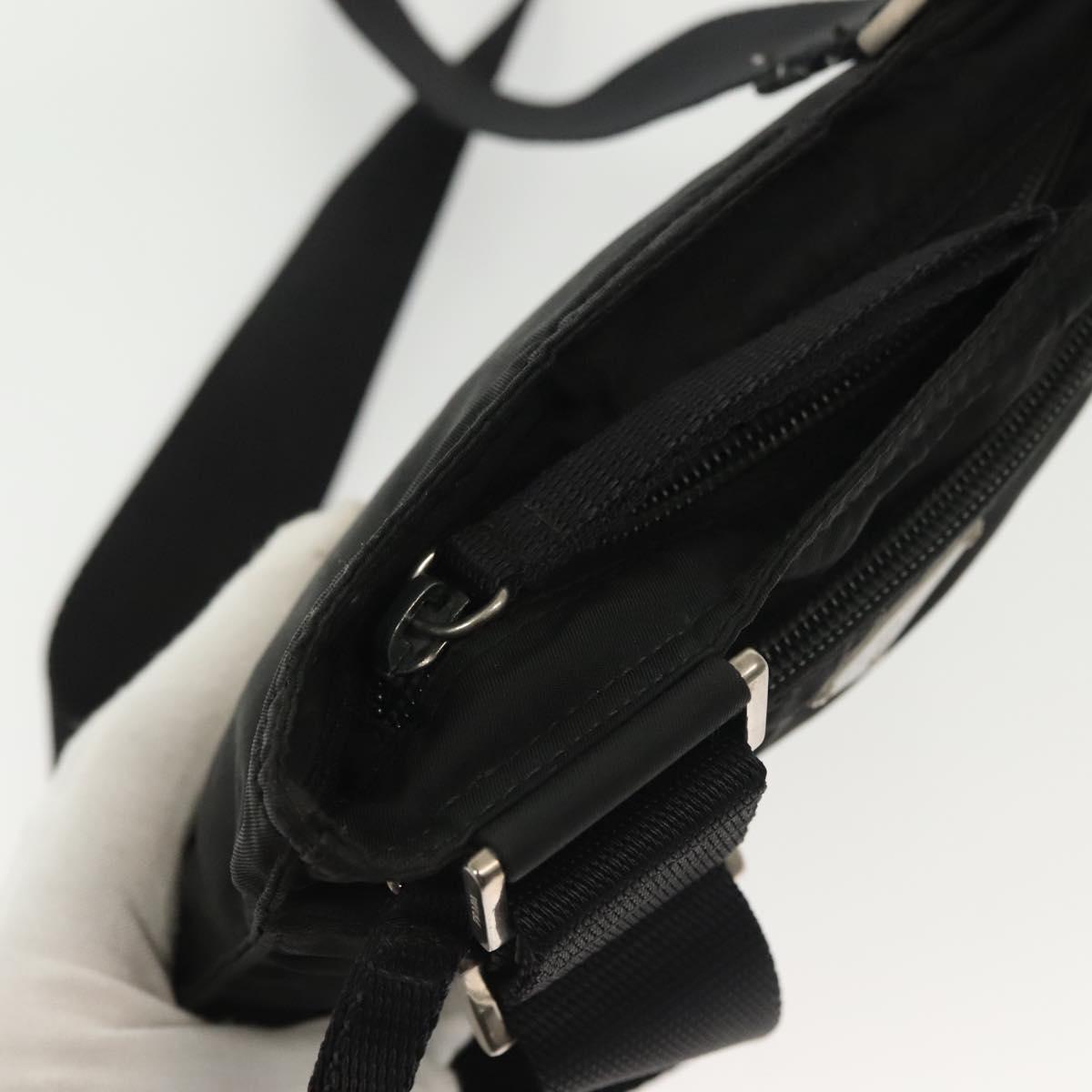 PRADA Shoulder Bag Nylon Black Silver Auth hk2903