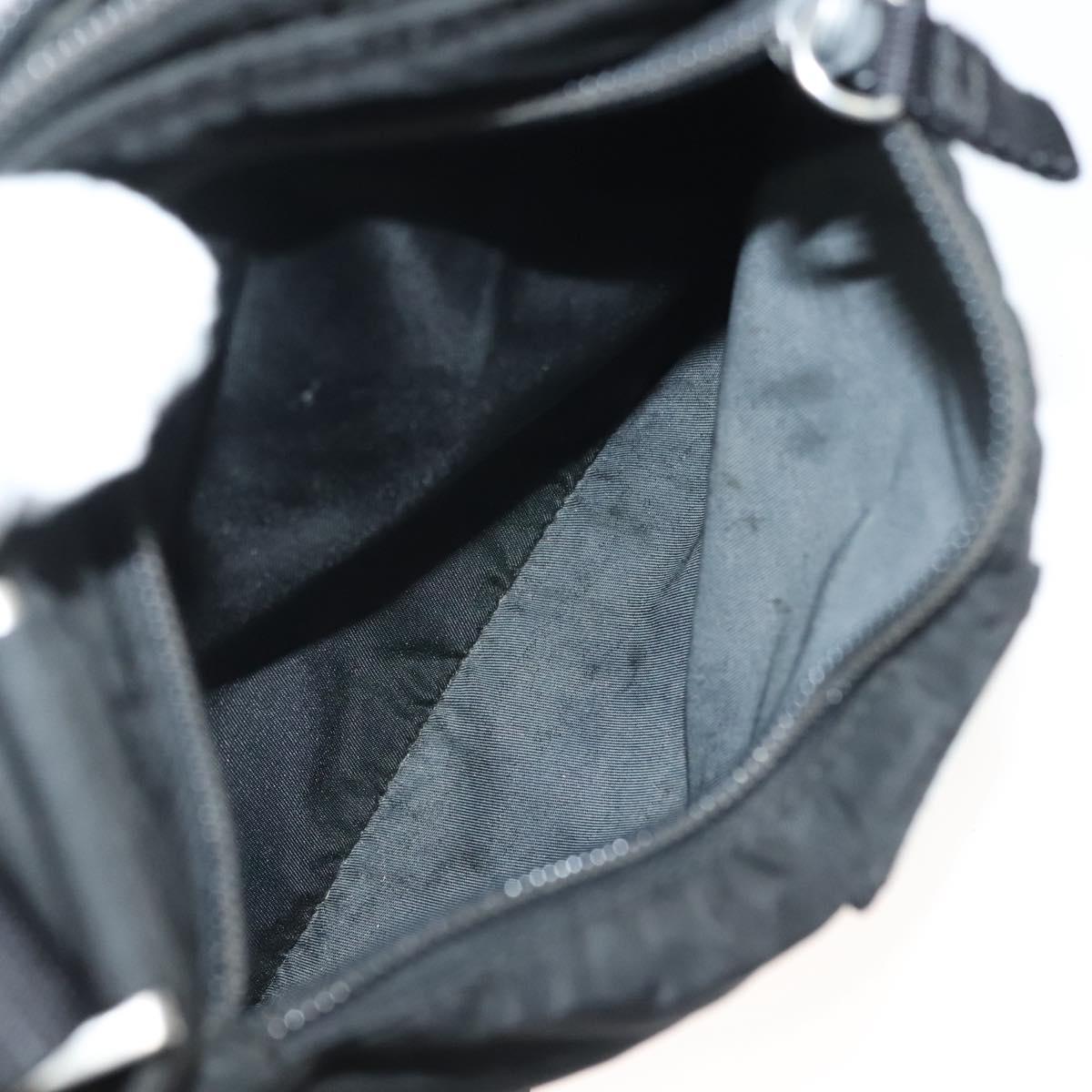PRADA Shoulder Bag Nylon Black Silver Auth hk2903