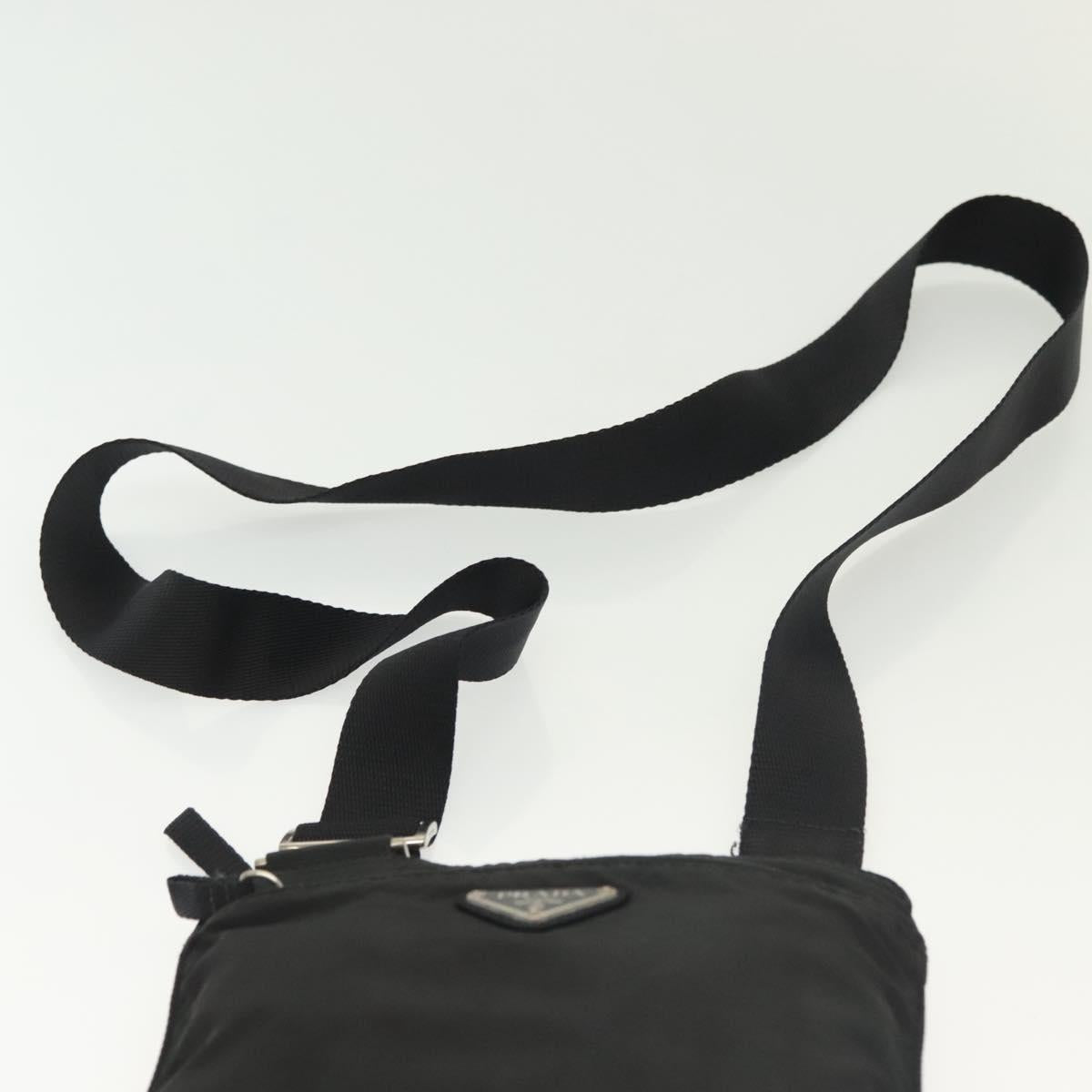 PRADA Shoulder Bag Nylon Black Silver Auth hk2903