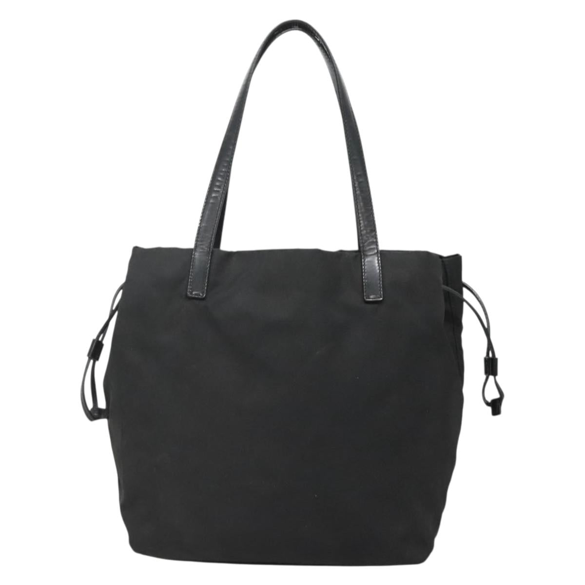 PRADA Tote Bag Nylon Black Silver Auth hk2905
