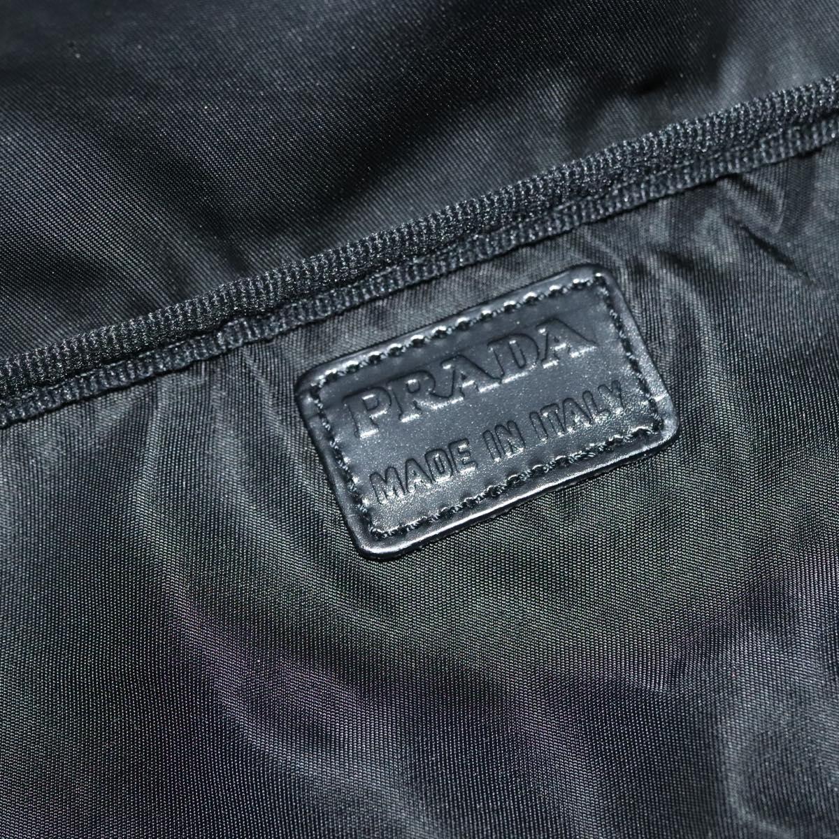 PRADA Travel Pouch Nylon Black Silver Auth hk2906