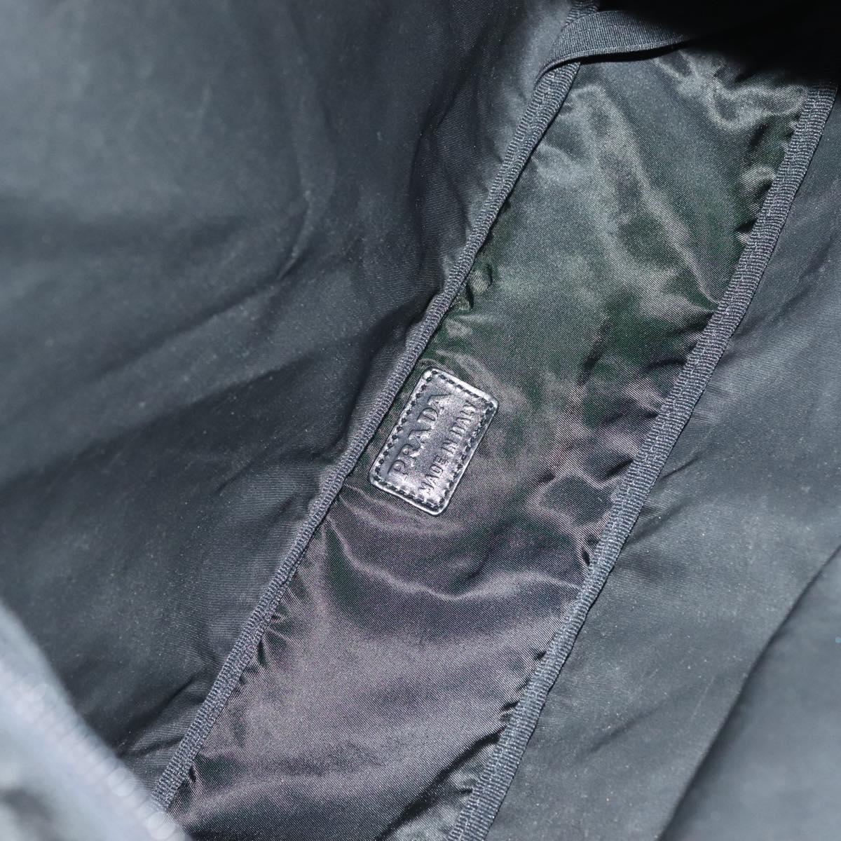 PRADA Travel Pouch Nylon Black Silver Auth hk2906