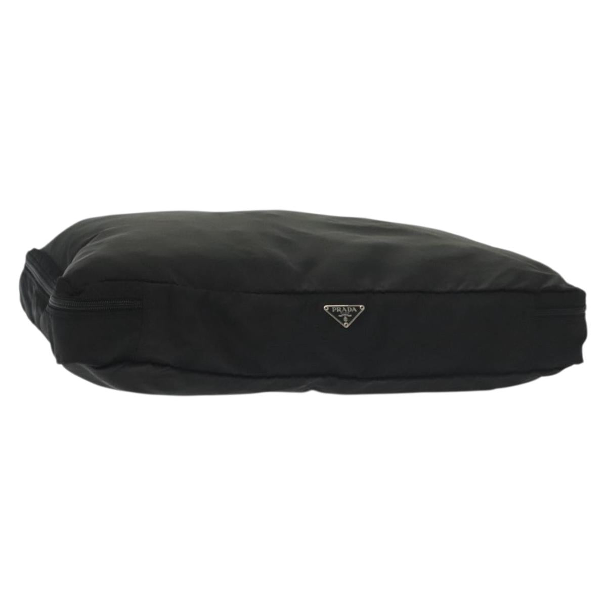 PRADA Travel Pouch Nylon Black Silver Auth hk2906