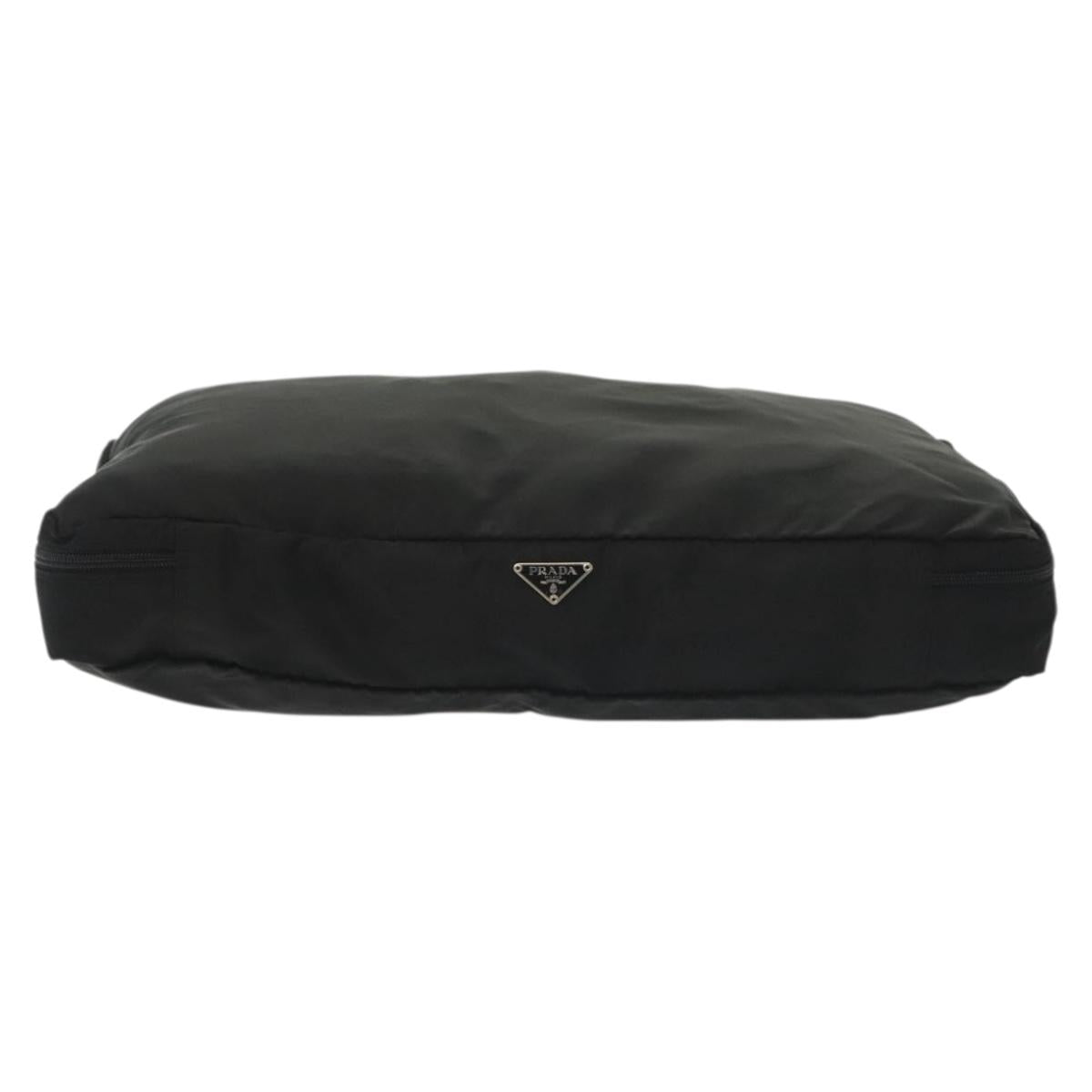 PRADA Travel Pouch Nylon Black Silver Auth hk2906