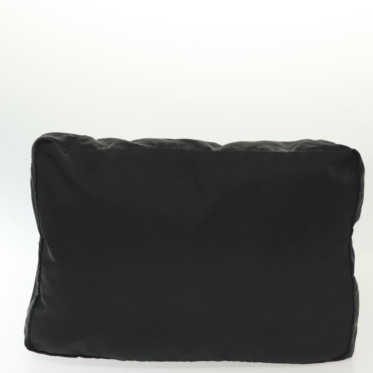 PRADA Travel Pouch Nylon Black Silver Auth hk2906
