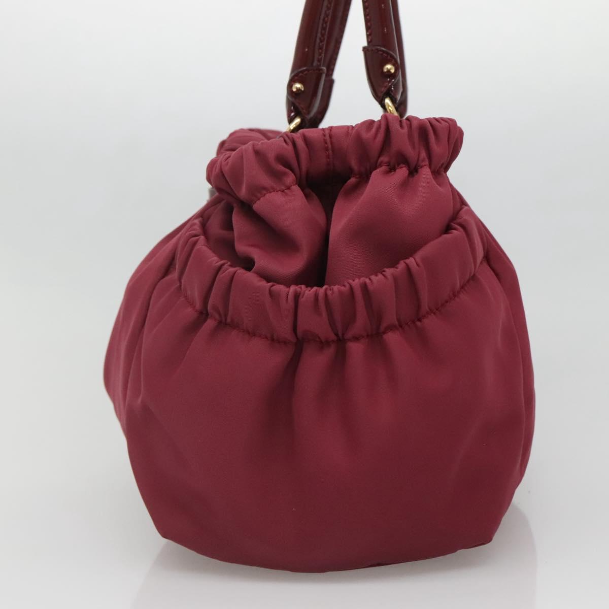 Salvatore Ferragamo Vala Tote Bag Nylon Bordeaux Gold Auth hk2907