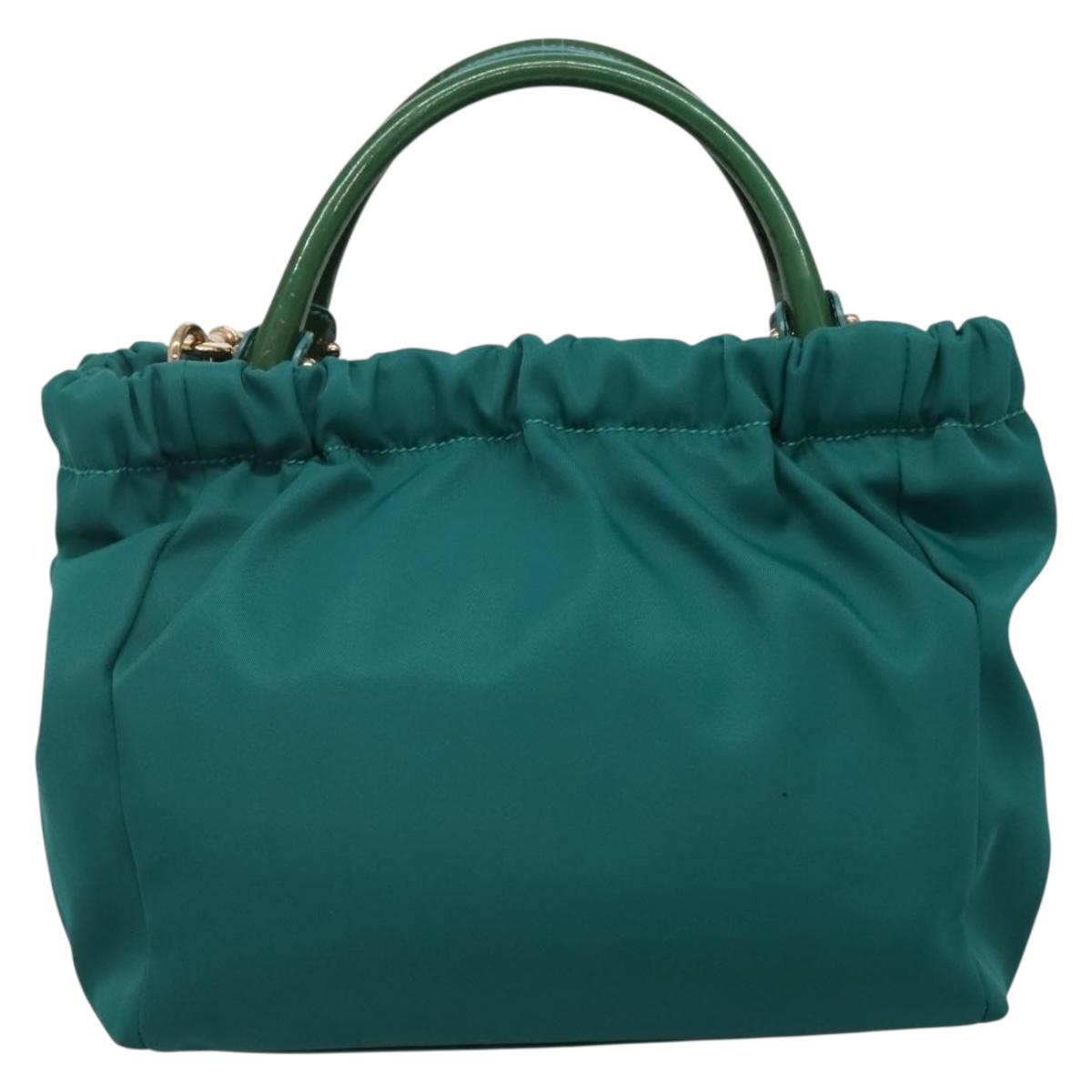 Salvatore Ferragamo Vala Tote Bag Nylon 2way Green Gold Auth hk2908