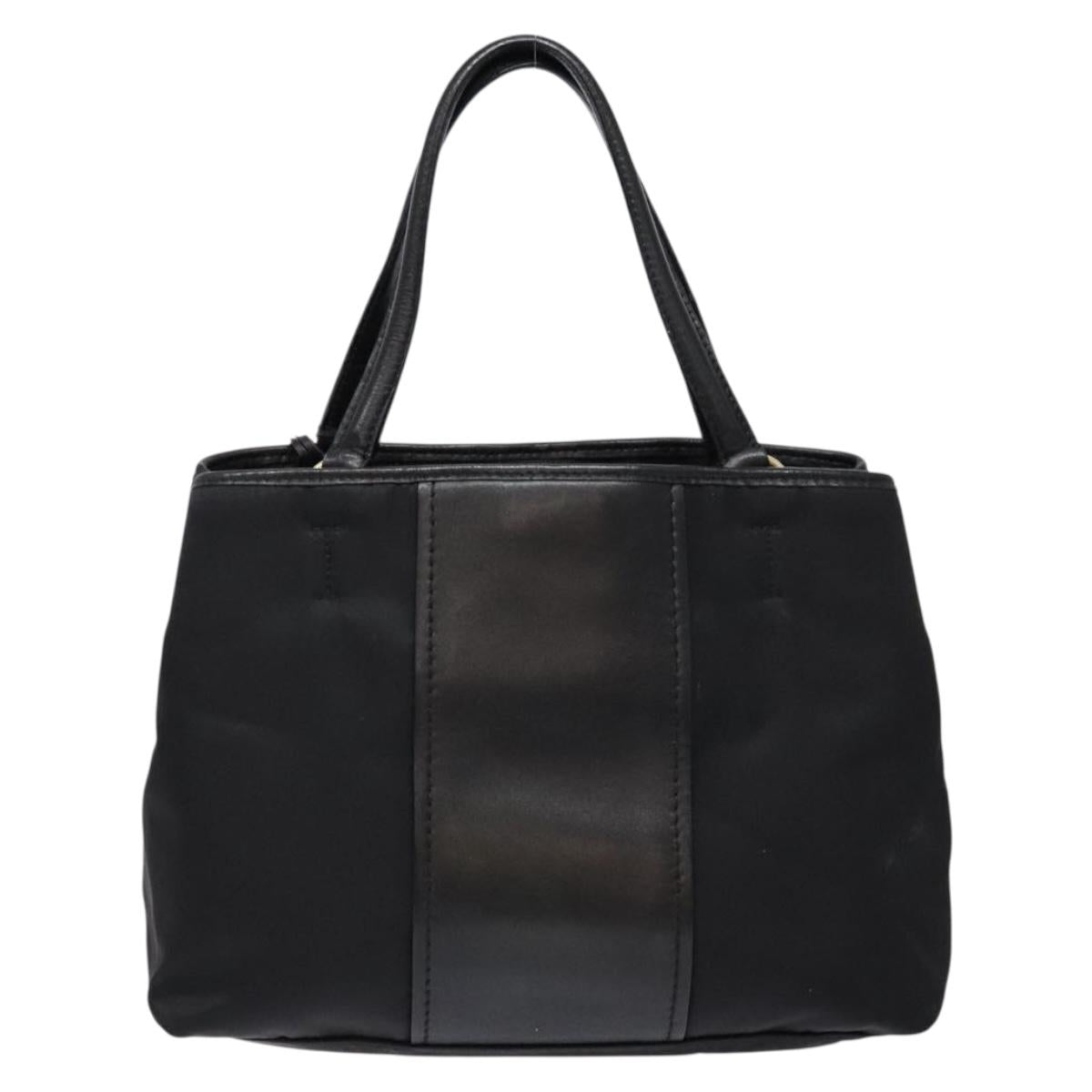 Salvatore Ferragamo Vala Tote Bag Nylon Black Gold Auth hk2909