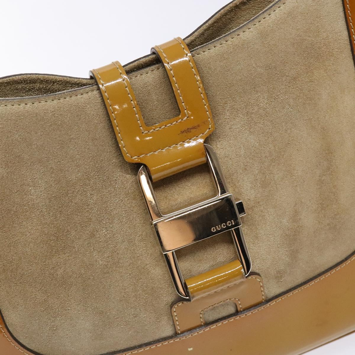 GUCCI Shoulder Bag Suede Beige Gold 001 4150 Auth hk2911