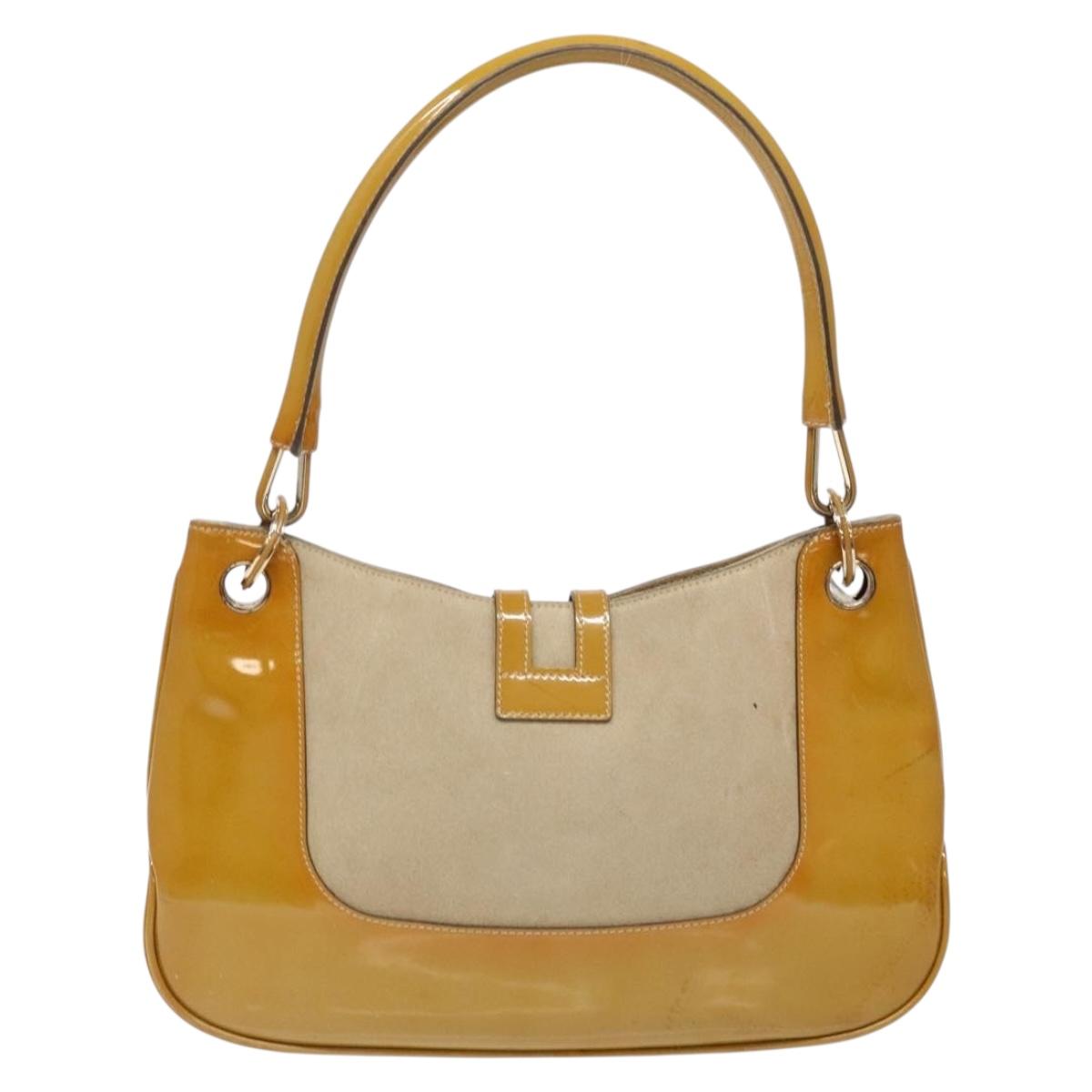GUCCI Shoulder Bag Suede Beige Gold 001 4150 Auth hk2911