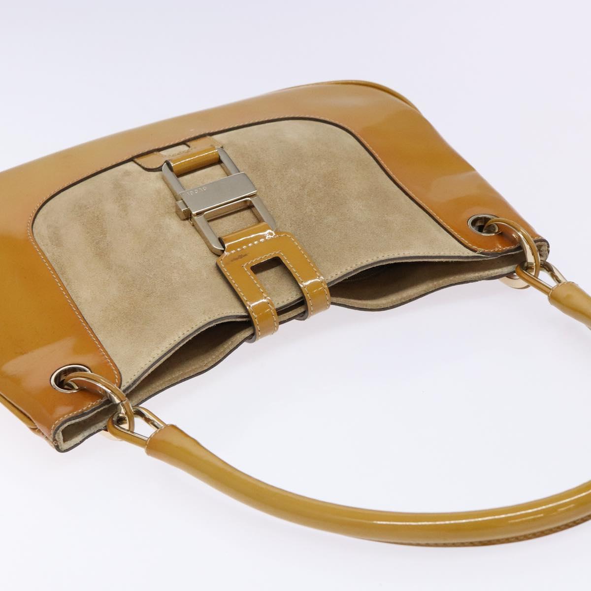 GUCCI Shoulder Bag Suede Beige Gold 001 4150 Auth hk2911