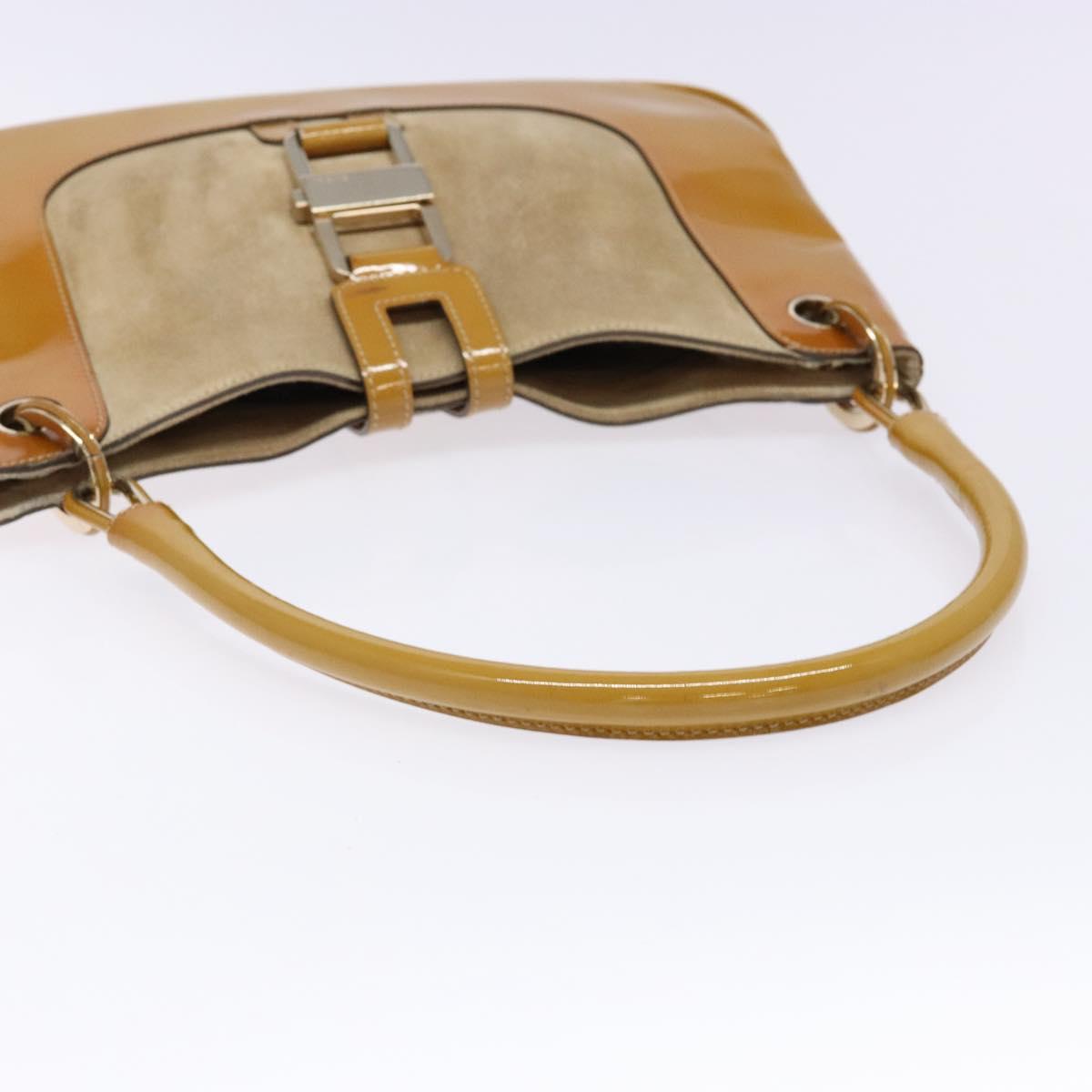 GUCCI Shoulder Bag Suede Beige Gold 001 4150 Auth hk2911
