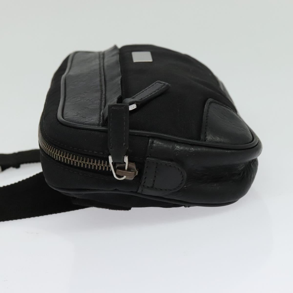 GUCCI GG Canvas Guccissima Waist Bag Leather Nylon Black 162417 Auth hk2912