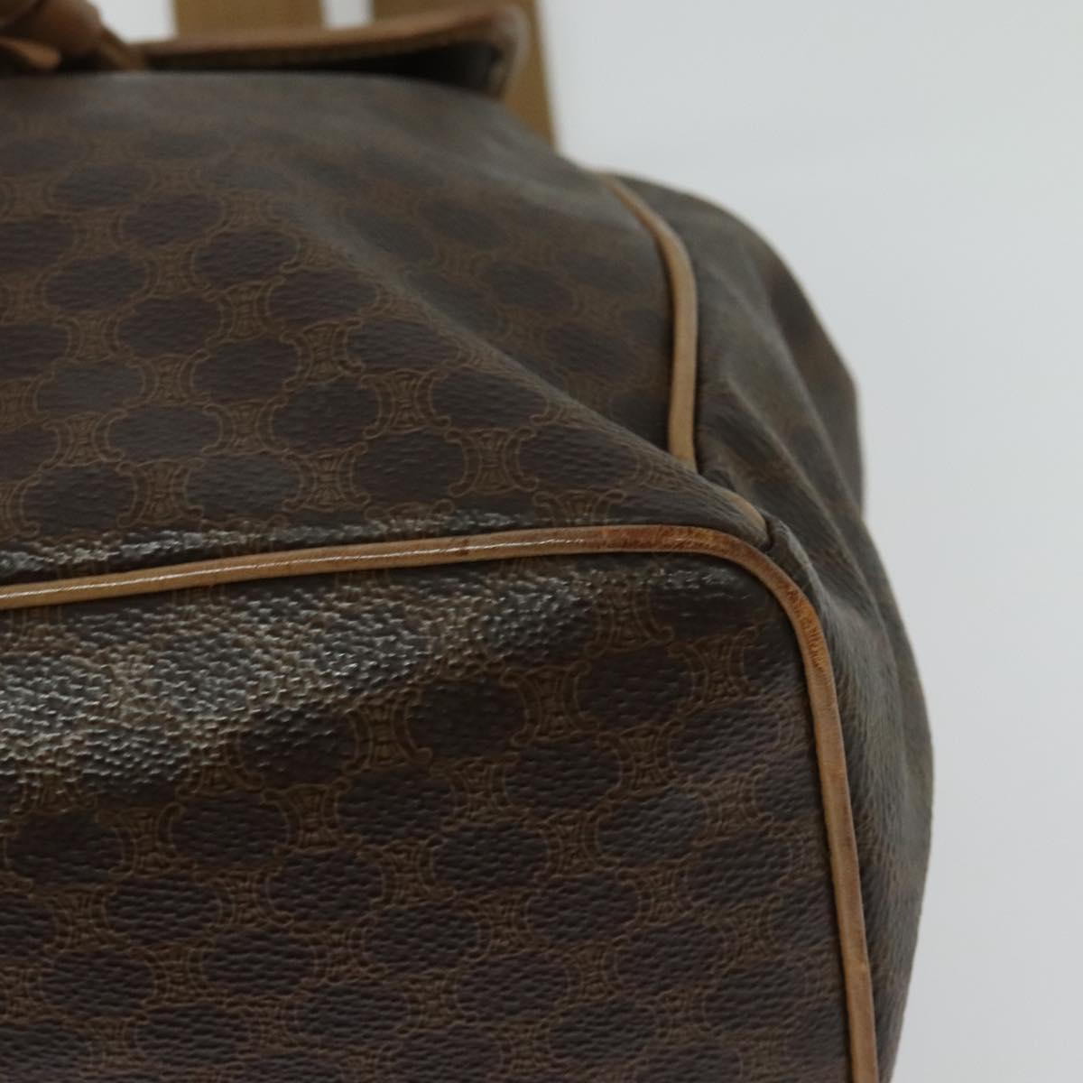 CELINE Macadam Canvas Backpack PVC Leather Brown Gold Auth hk2918
