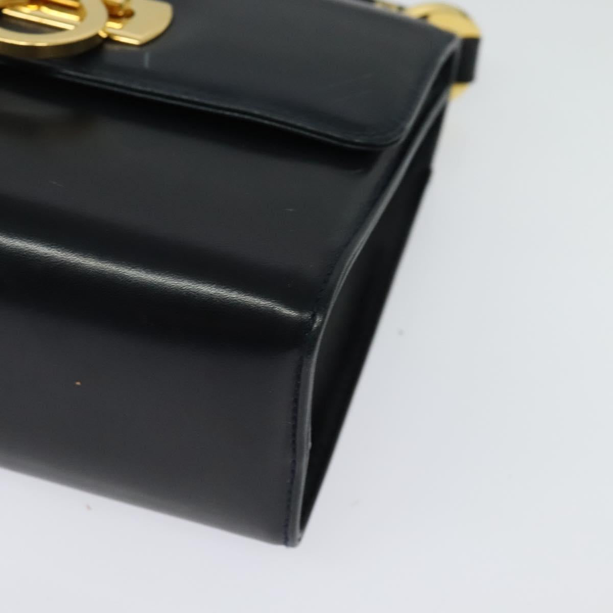 Salvatore Ferragamo Gancini Shoulder Bag Leather Black Gold Auth hk2923