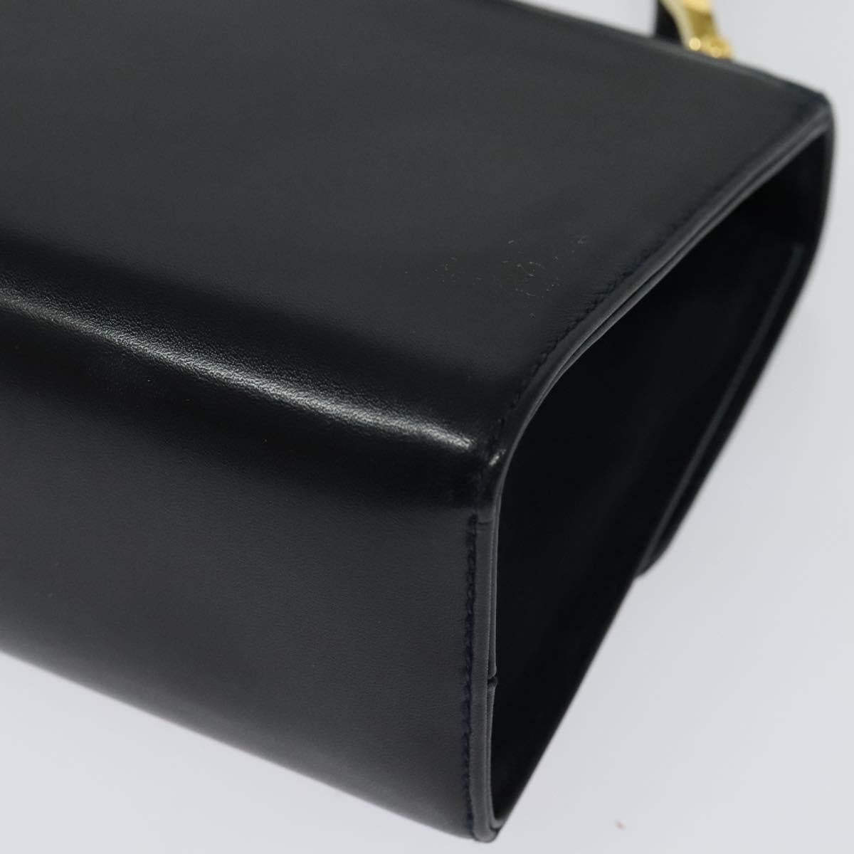 Salvatore Ferragamo Gancini Shoulder Bag Leather Black Gold Auth hk2923