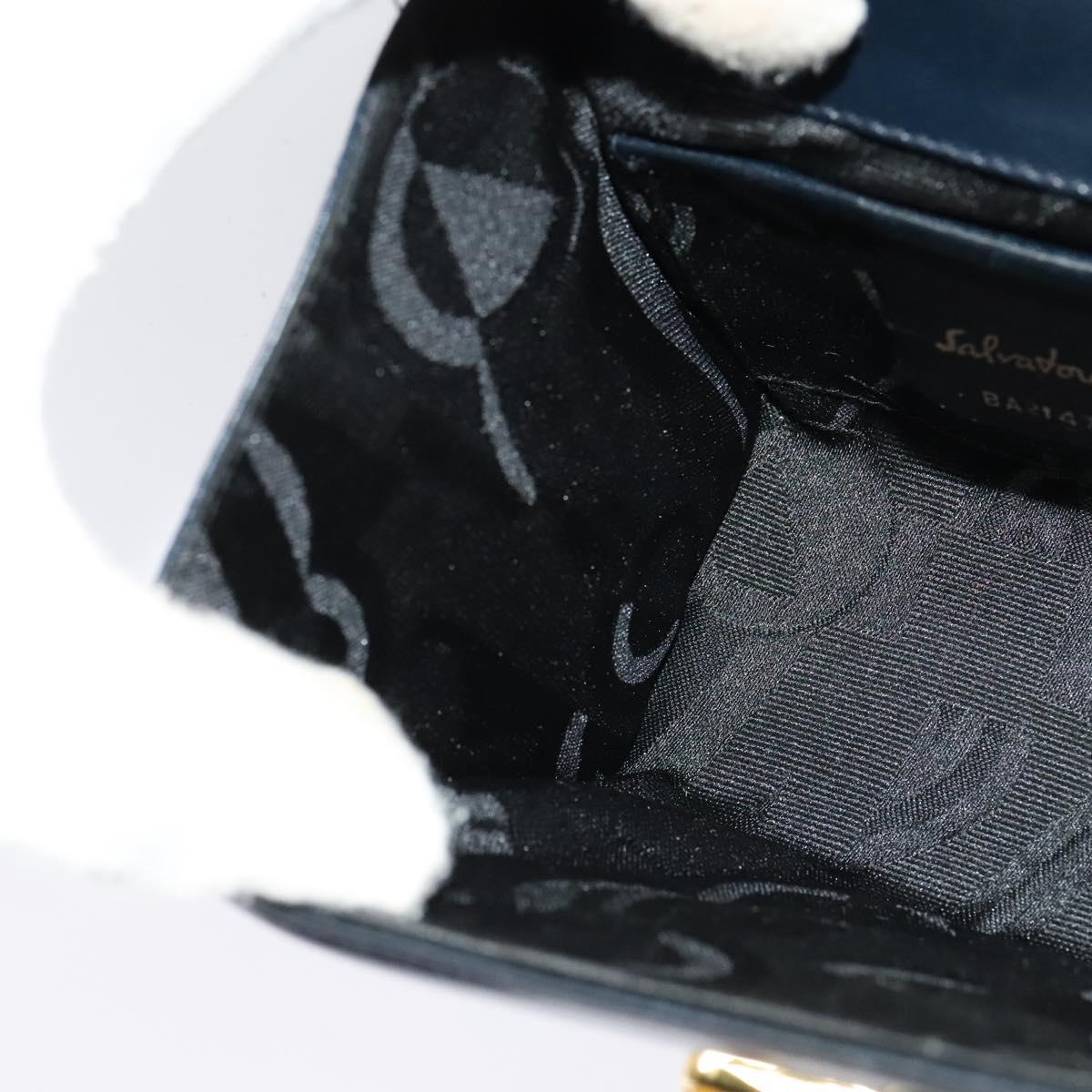 Salvatore Ferragamo Gancini Shoulder Bag Leather Black Gold Auth hk2923