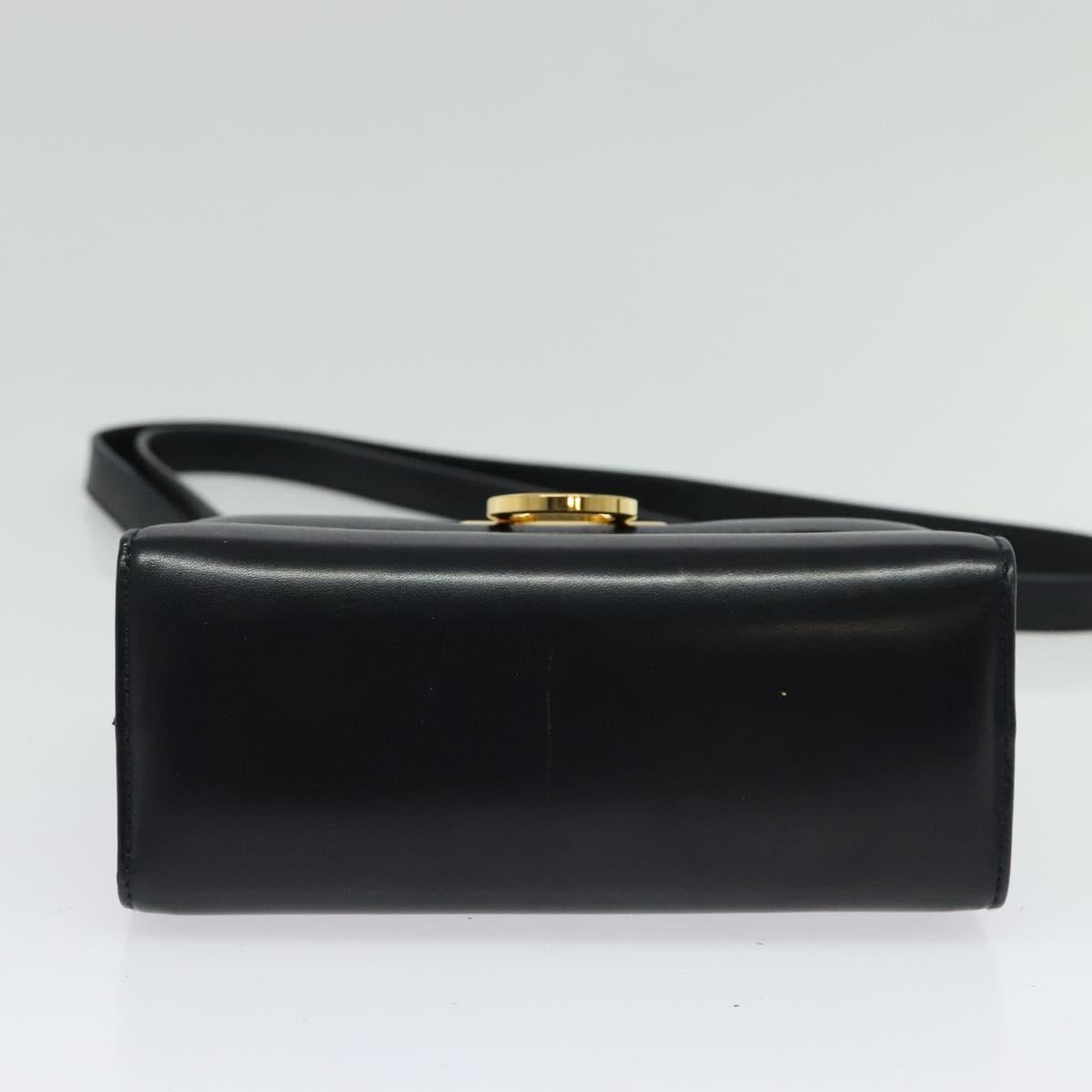 Salvatore Ferragamo Gancini Shoulder Bag Leather Black Gold Auth hk2923