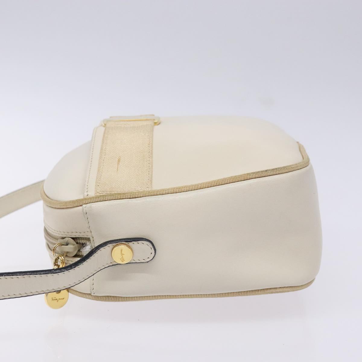 Salvatore Ferragamo Vala Shoulder Bag Leather Beige Gold Auth hk2927