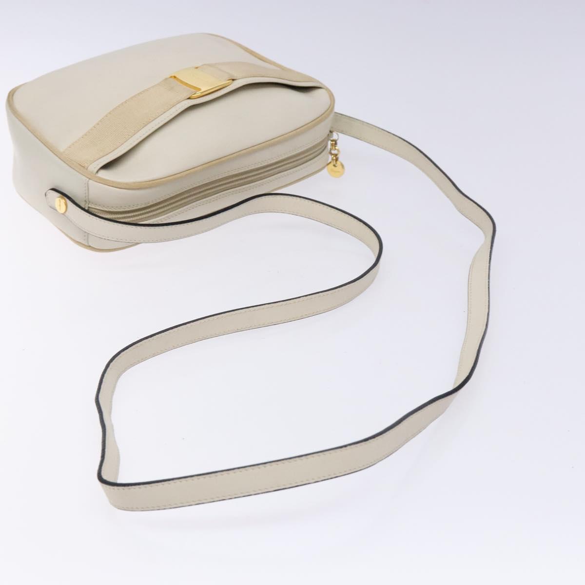Salvatore Ferragamo Vala Shoulder Bag Leather Beige Gold Auth hk2927