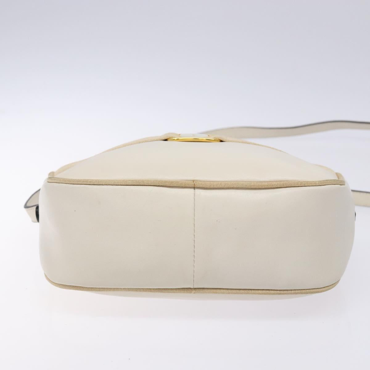 Salvatore Ferragamo Vala Shoulder Bag Leather Beige Gold Auth hk2927