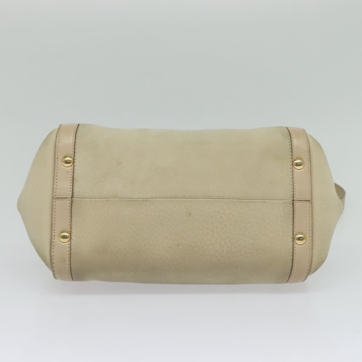 Salvatore Ferragamo Gancini Hand Bag Leather 2way Beige Gold Auth hk2928