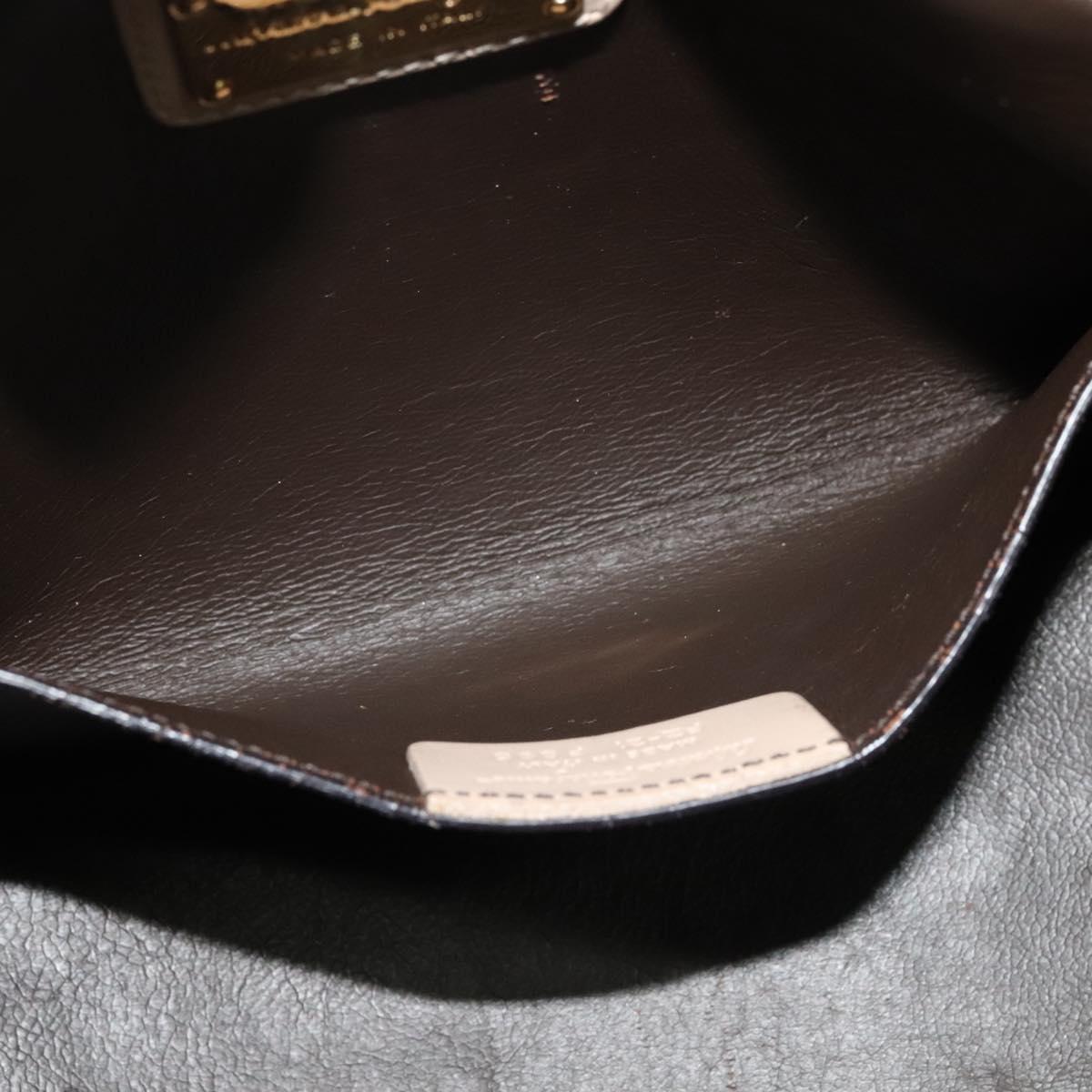 Salvatore Ferragamo Gancini Hand Bag Leather 2way Beige Gold Auth hk2928