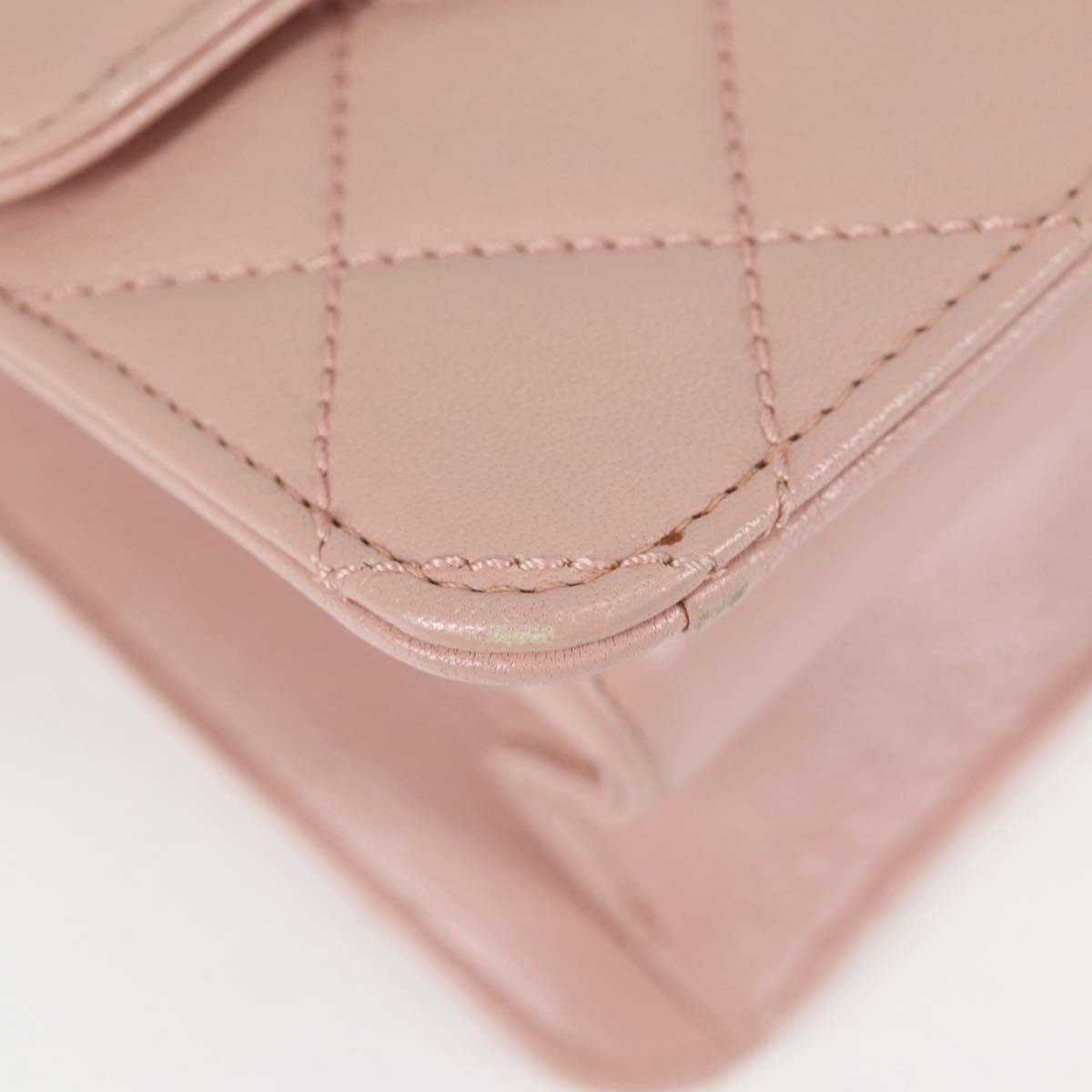 CHANEL Matelasse Beauty Rock Chain Bag Leather Pink Gold CC Auth hk2930M