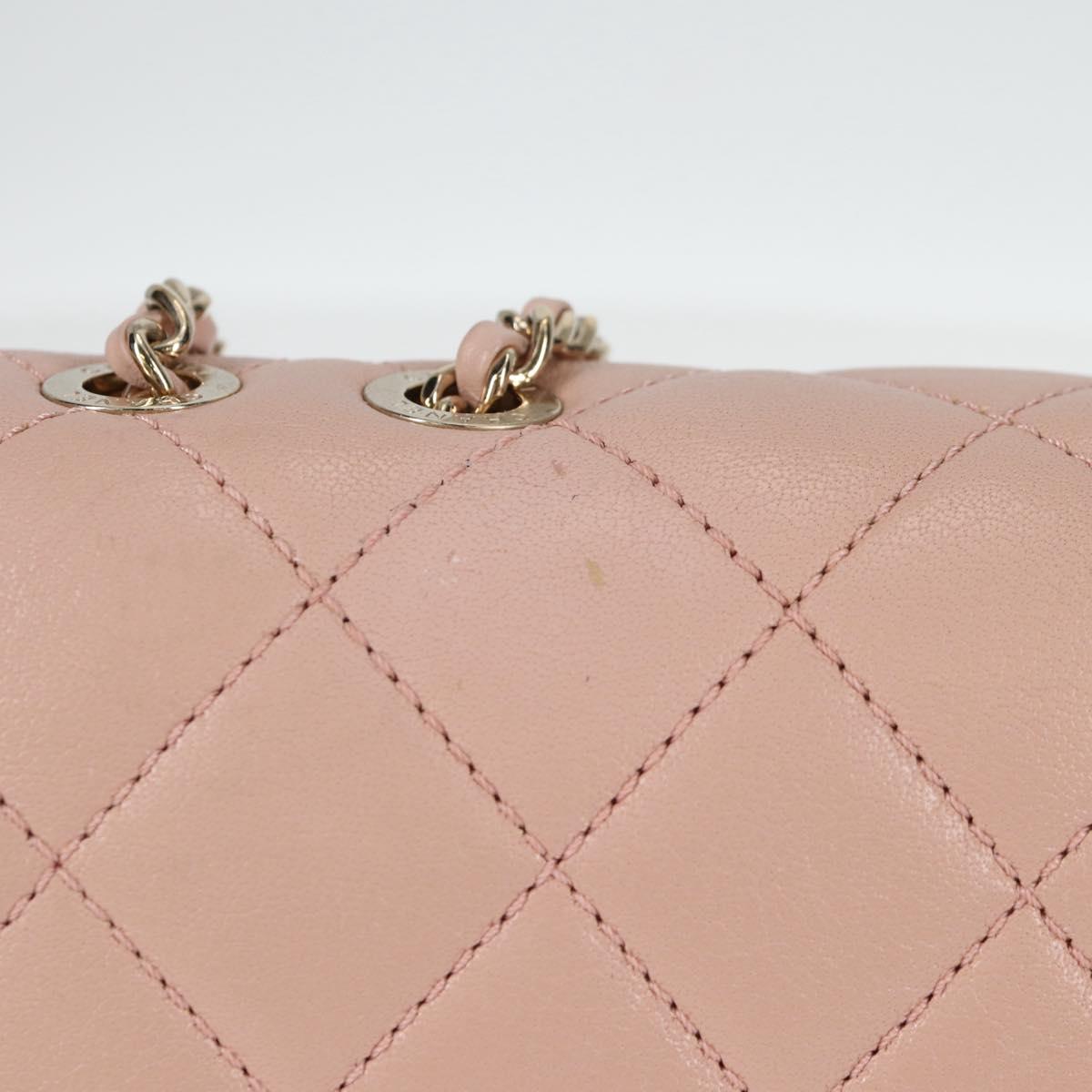 CHANEL Matelasse Beauty Rock Chain Bag Leather Pink Gold CC Auth hk2930M