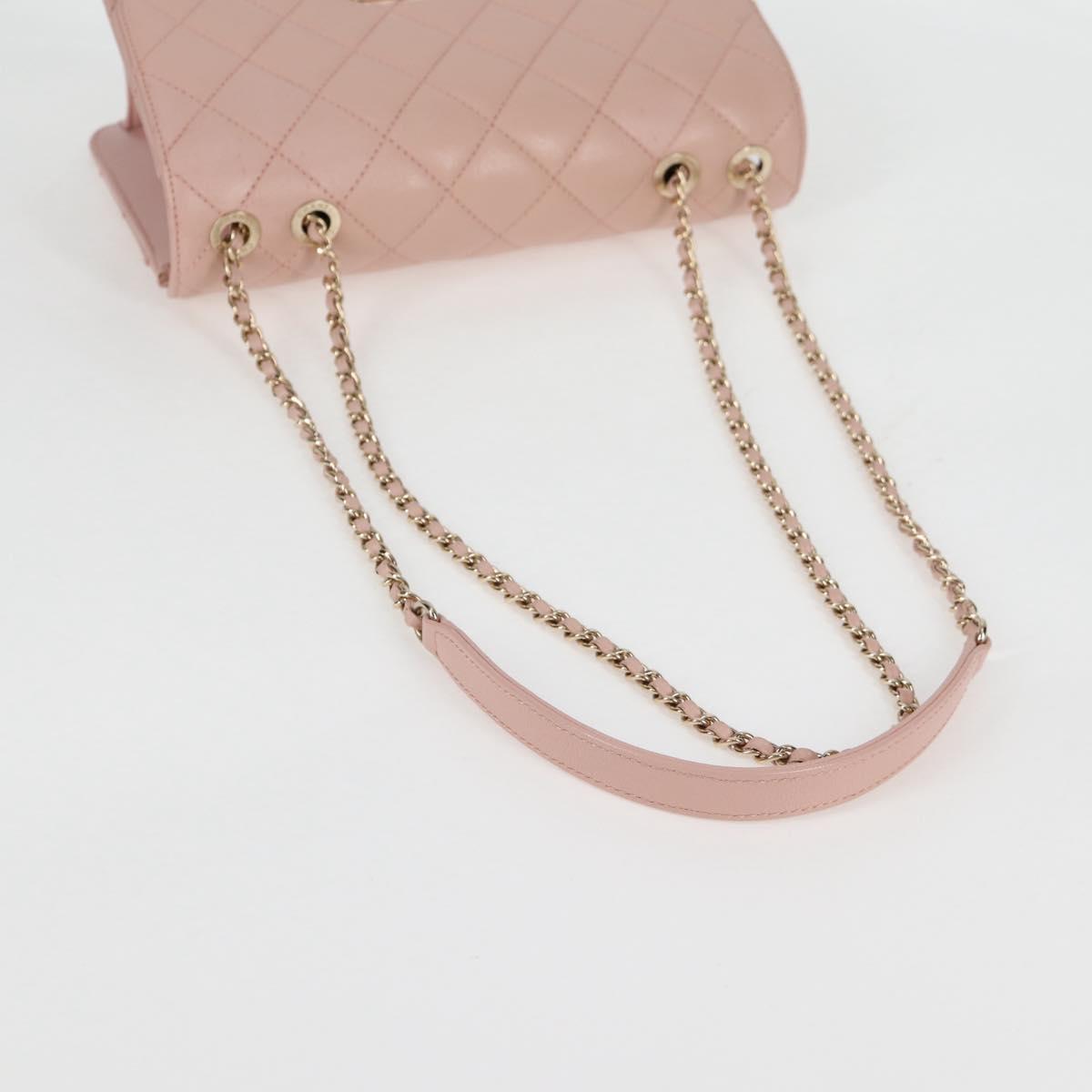 CHANEL Matelasse Beauty Rock Chain Bag Leather Pink Gold CC Auth hk2930M