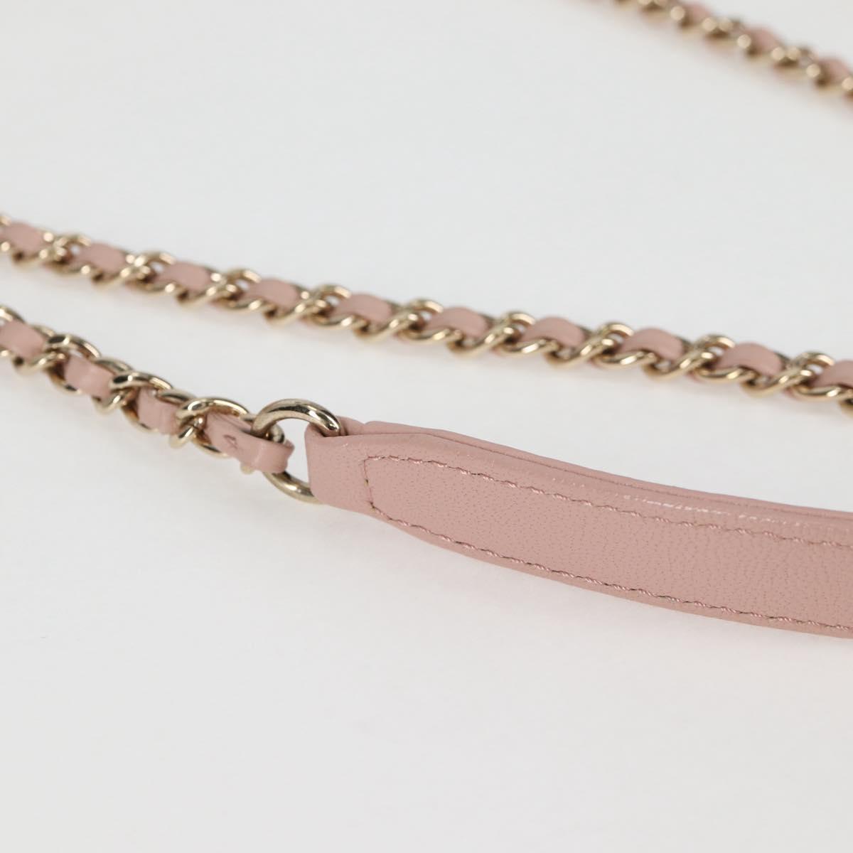 CHANEL Matelasse Beauty Rock Chain Bag Leather Pink Gold CC Auth hk2930M