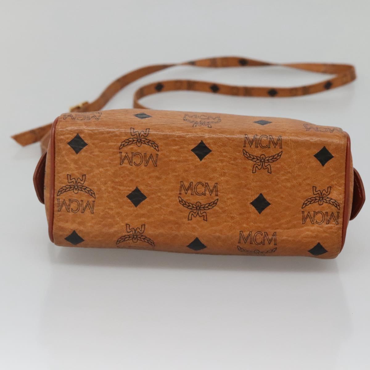 MCM Logogram Vicetos Hand Bag PVC Leather 2way Brown Gold Auth hk2943