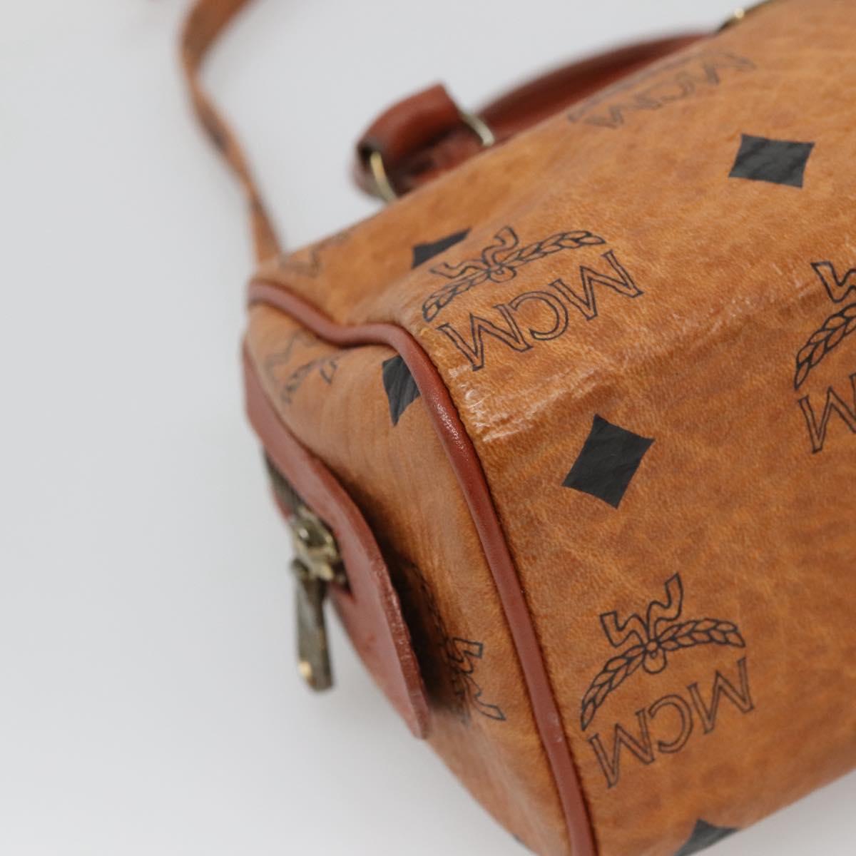 MCM Logogram Vicetos Hand Bag PVC Leather 2way Brown Gold Auth hk2943