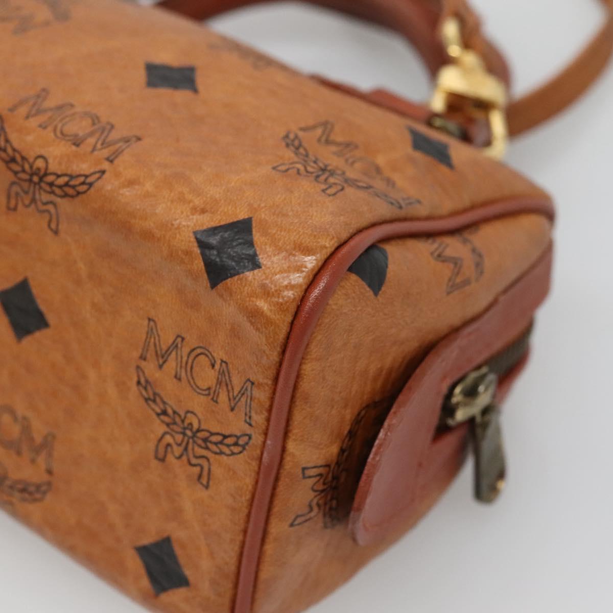 MCM Logogram Vicetos Hand Bag PVC Leather 2way Brown Gold Auth hk2943