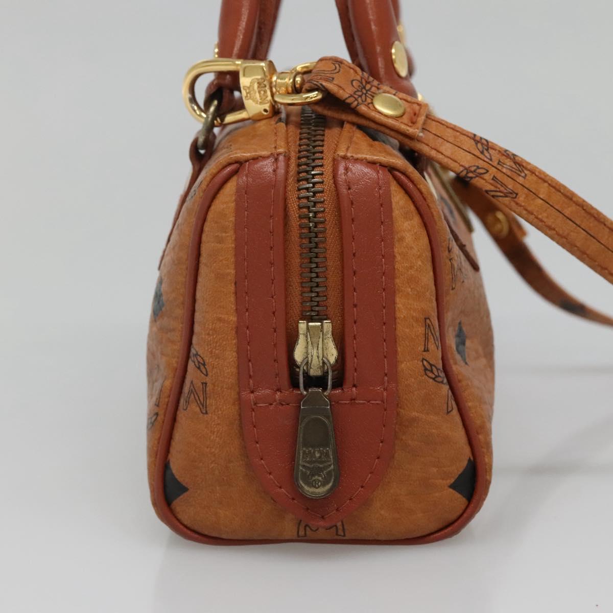 MCM Logogram Vicetos Hand Bag PVC Leather 2way Brown Gold Auth hk2943