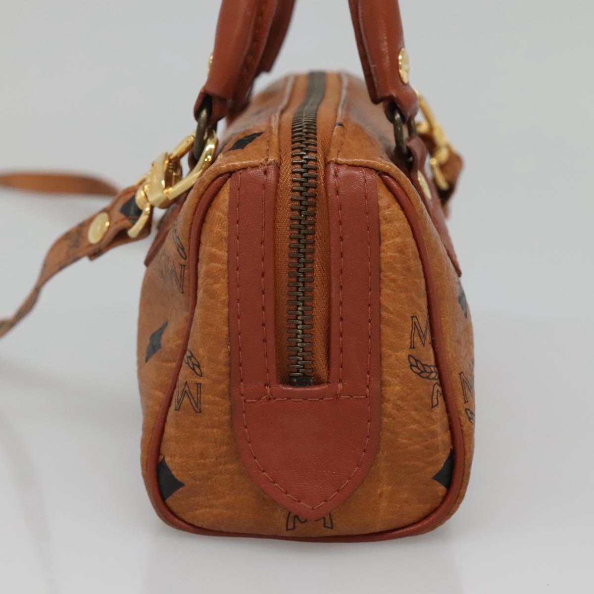 MCM Logogram Vicetos Hand Bag PVC Leather 2way Brown Gold Auth hk2943
