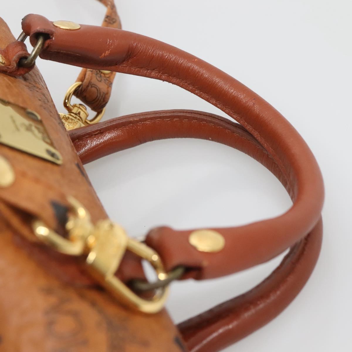 MCM Logogram Vicetos Hand Bag PVC Leather 2way Brown Gold Auth hk2943