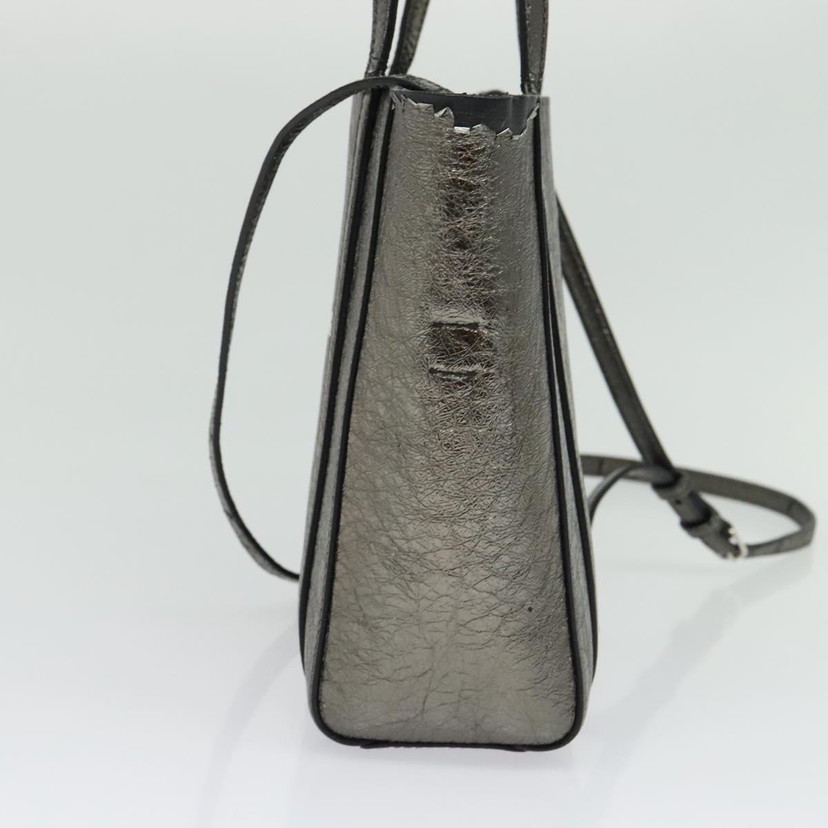 BALENCIAGA Everyday Tote XS Tote Bag Leather Silver Auth hk2944