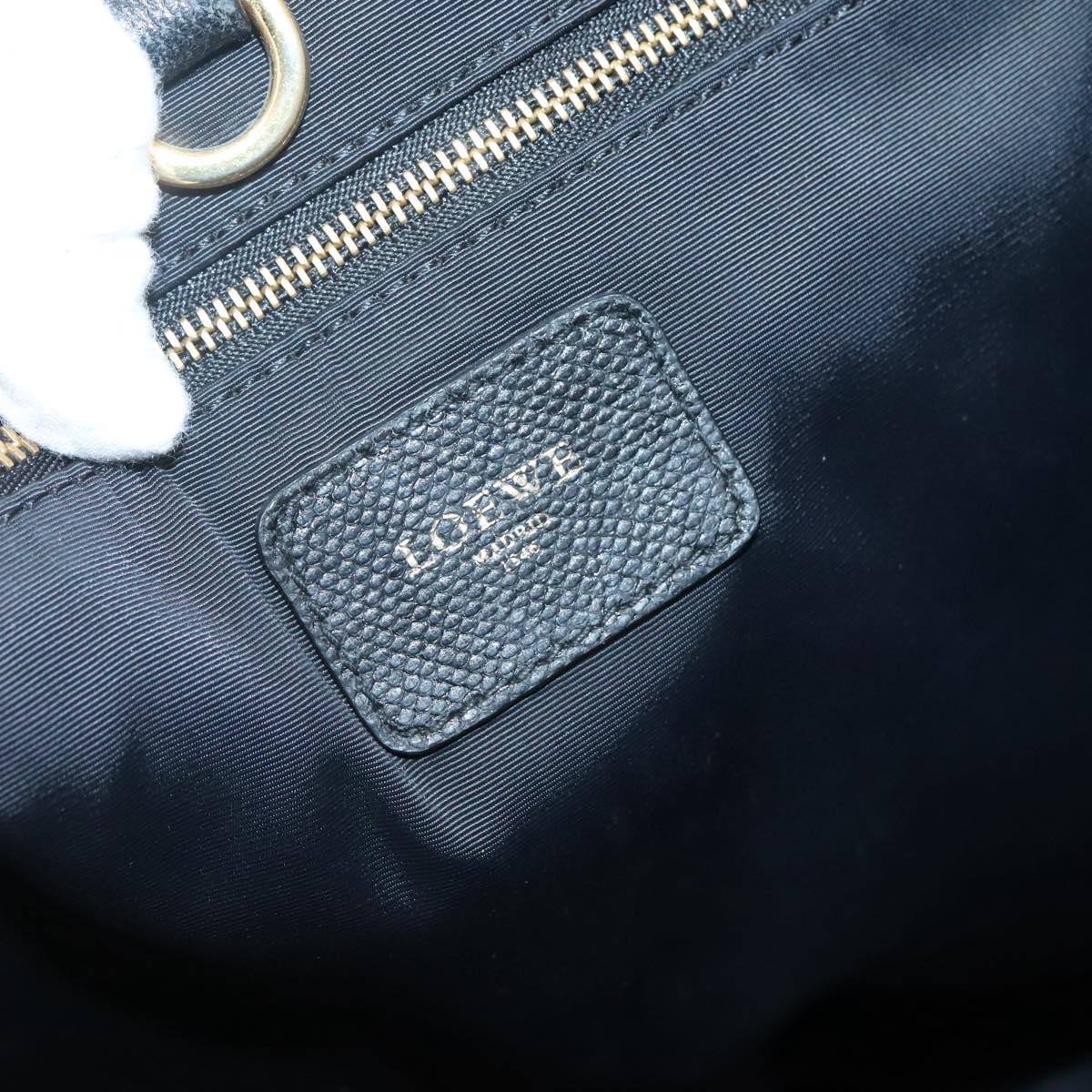 LOEWE Tote Bag Satin Black Gold Auth hk2946