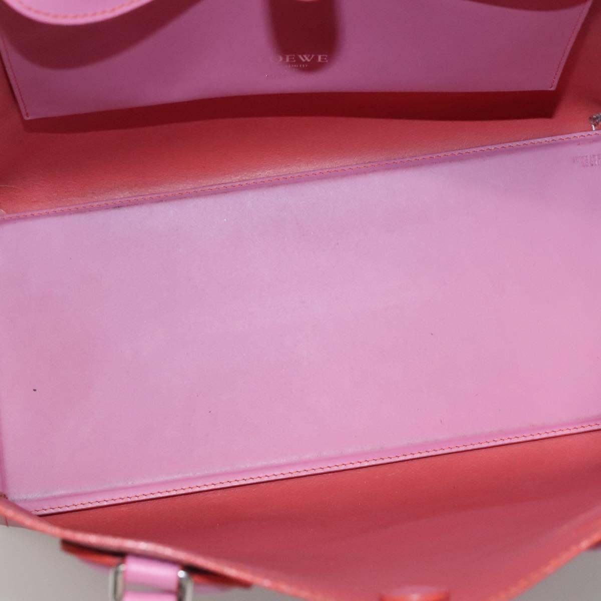 LOEWE Anagram Tote Bag Leather Pink Silver Auth hk2947