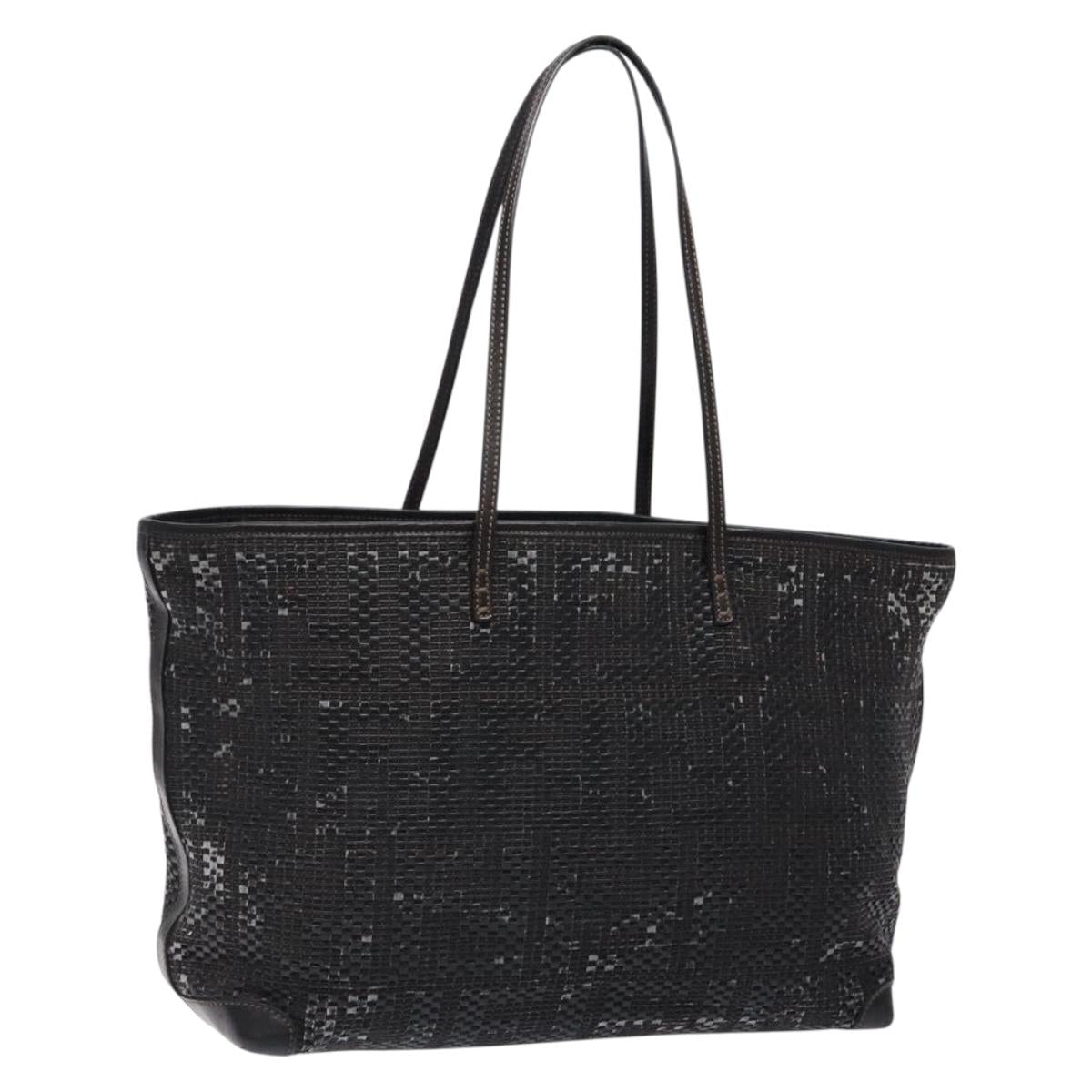 FENDI Zucca Canvas Tote Bag Black Champagne Gold Auth hk2949