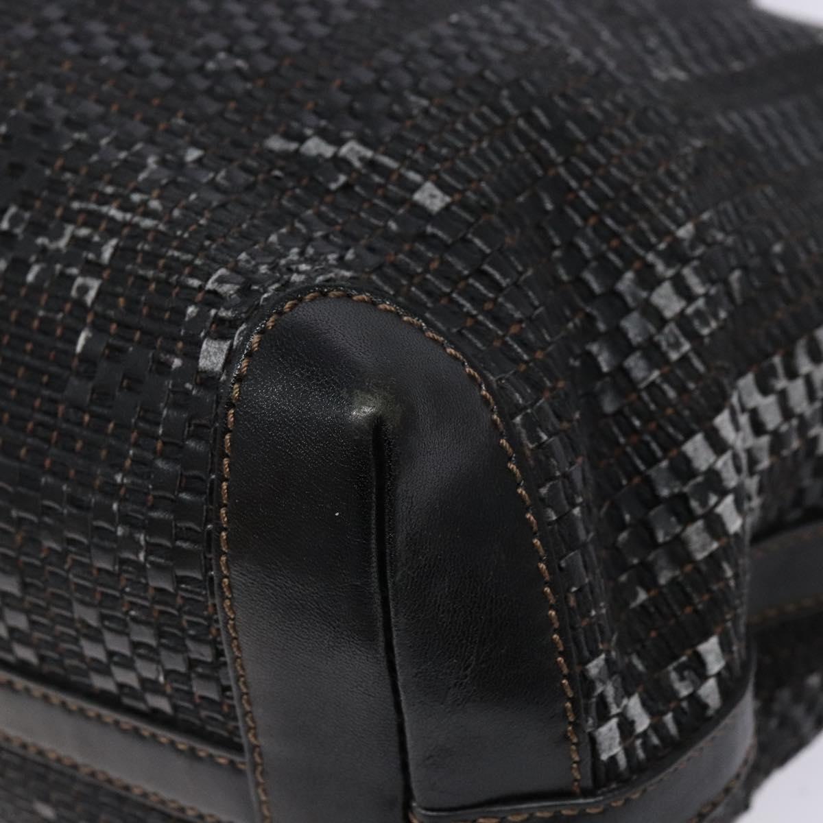 FENDI Zucca Canvas Tote Bag Black Champagne Gold Auth hk2949