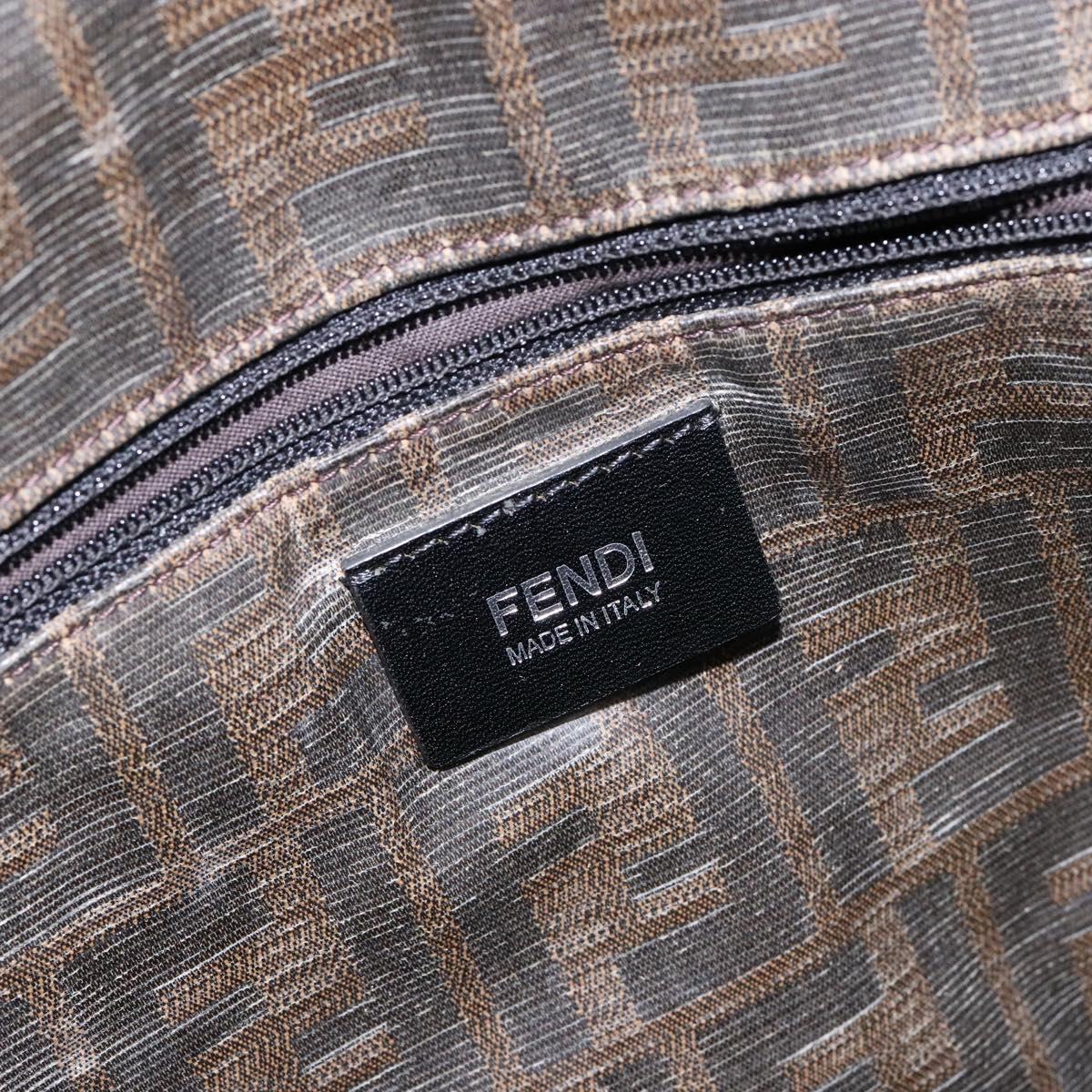 FENDI Zucca Canvas Tote Bag Black Champagne Gold Auth hk2949