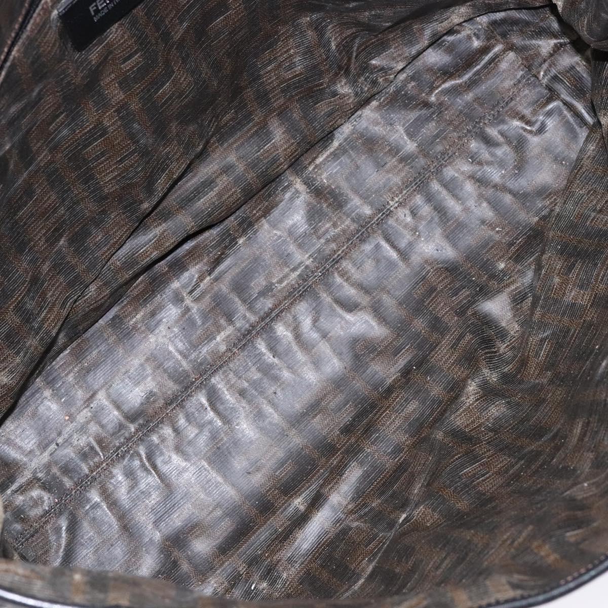 FENDI Zucca Canvas Tote Bag Black Champagne Gold Auth hk2949