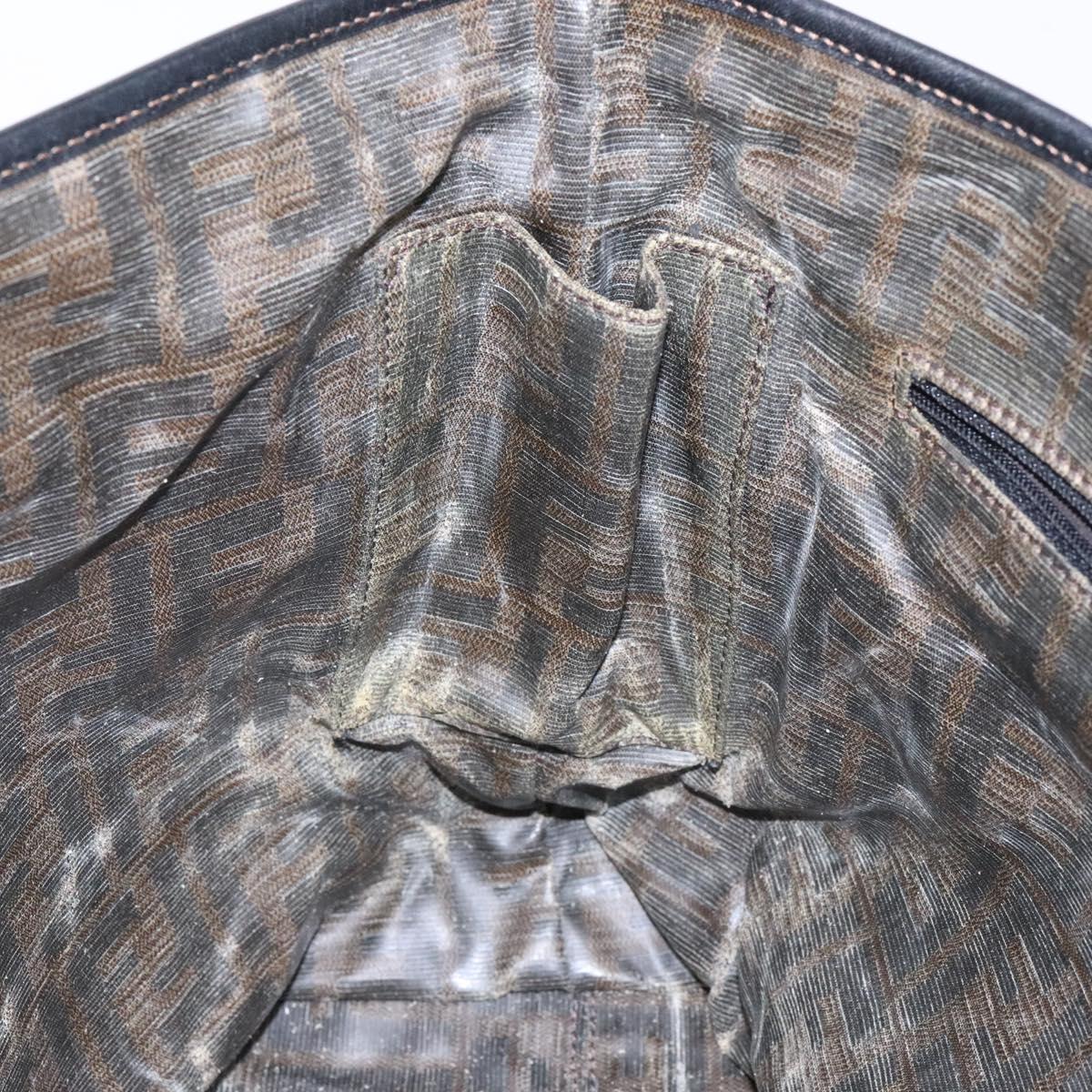 FENDI Zucca Canvas Tote Bag Black Champagne Gold Auth hk2949
