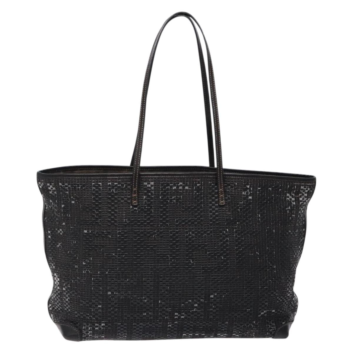 FENDI Zucca Canvas Tote Bag Black Champagne Gold Auth hk2949