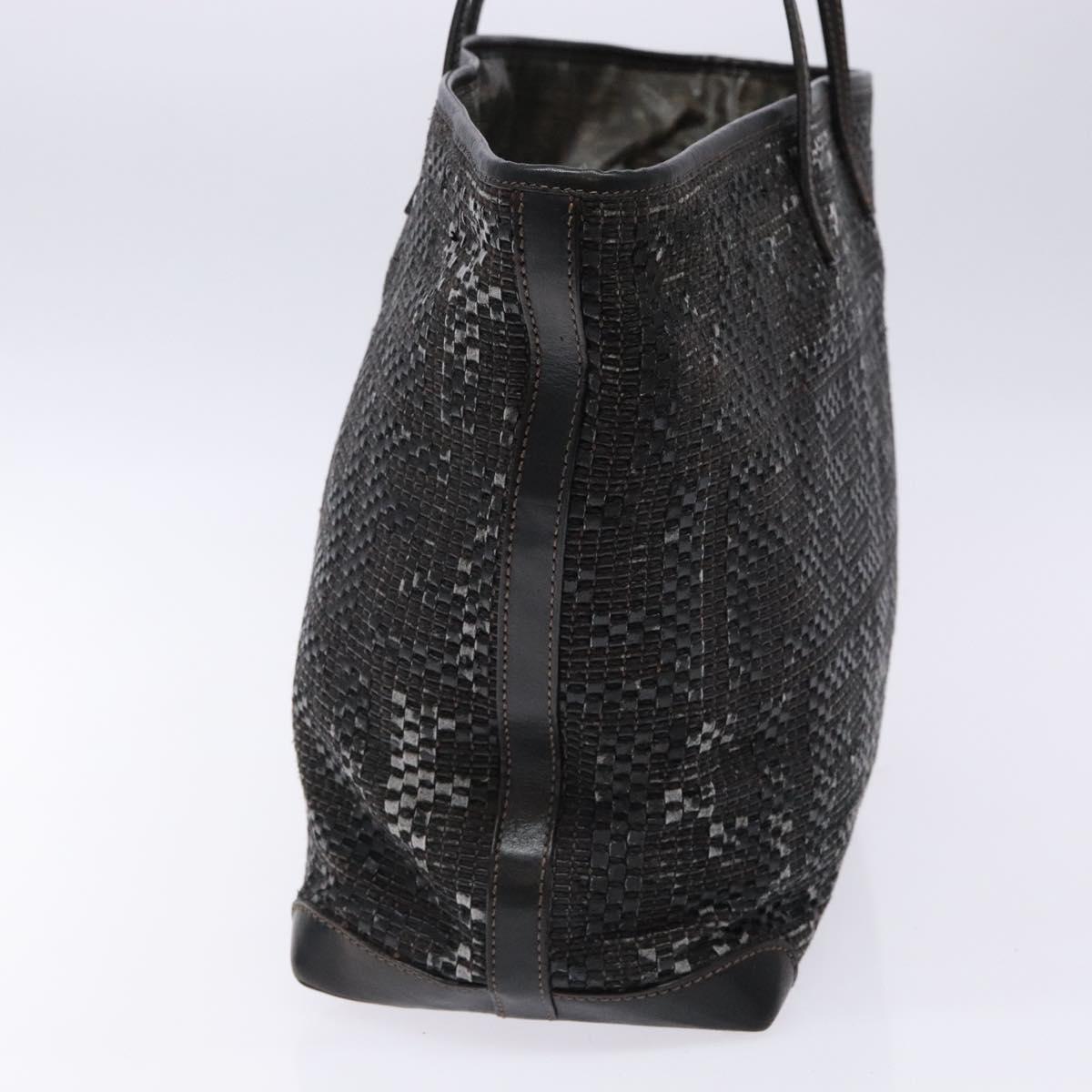 FENDI Zucca Canvas Tote Bag Black Champagne Gold Auth hk2949